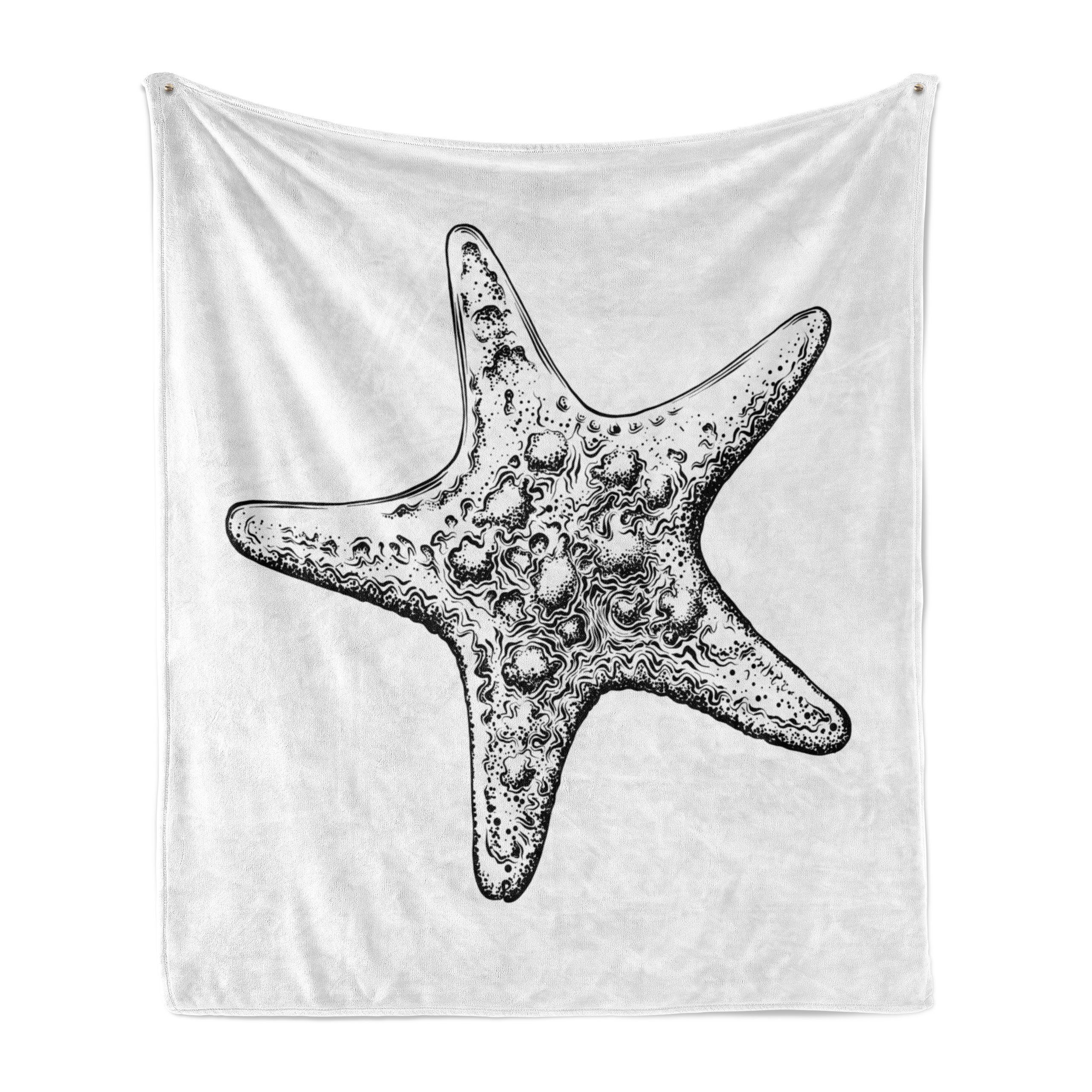 und Nautical Plüsch den Sketch für Innen- Starfish Wohndecke Gemütlicher Vintage Außenbereich, Abakuhaus, Tattoo