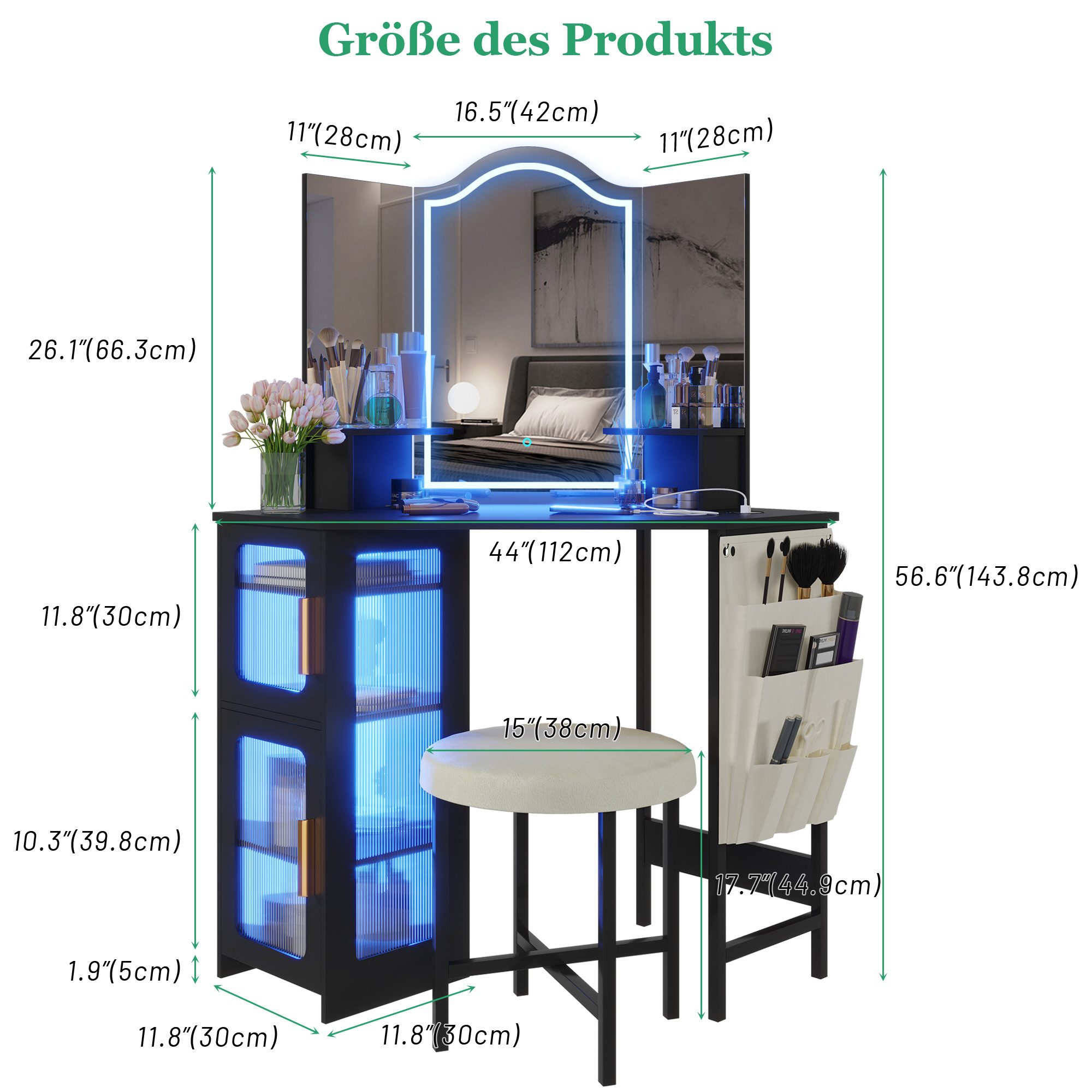 LVSOMT Schminktisch mit LED-Beleuchtung, Spiegel & günstig online kaufen