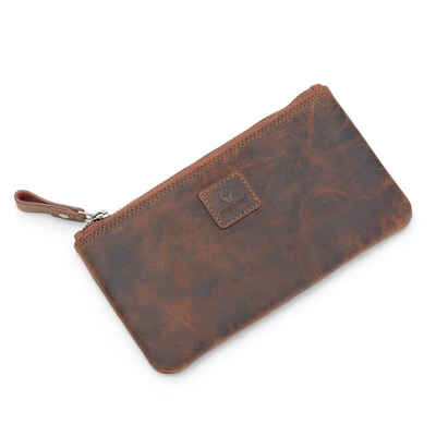Donbolso Federmäppchen Handgefertigte Leder Federmappe Malaga für Damen & Herren, Vintage Braun Lzusatztasche