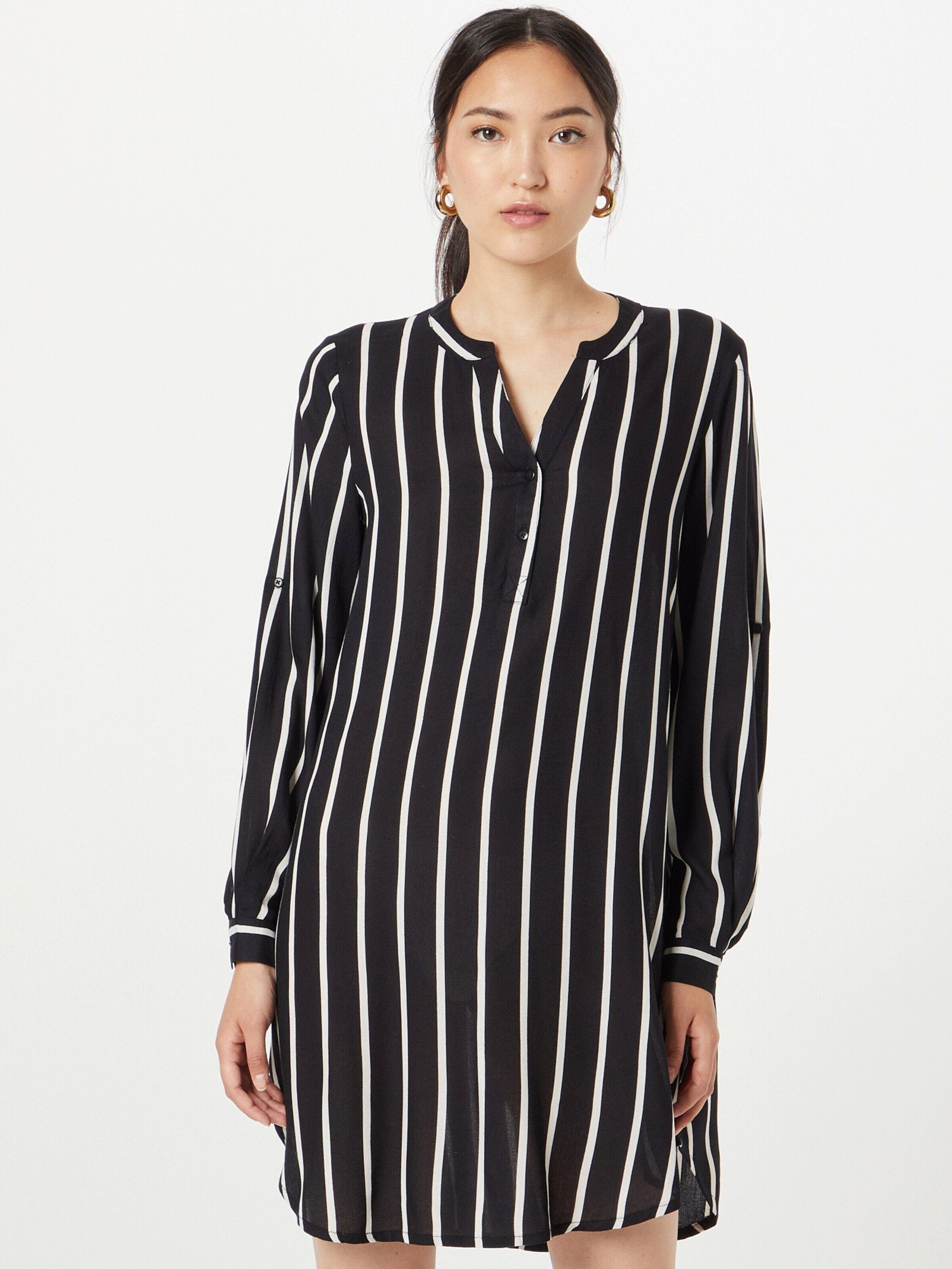 Plain/ohne Stripe Weiteres KAFFE (1-tlg) Chalk Drapiert/gerafft Jerseykleid Marana Detail, / Details, Black