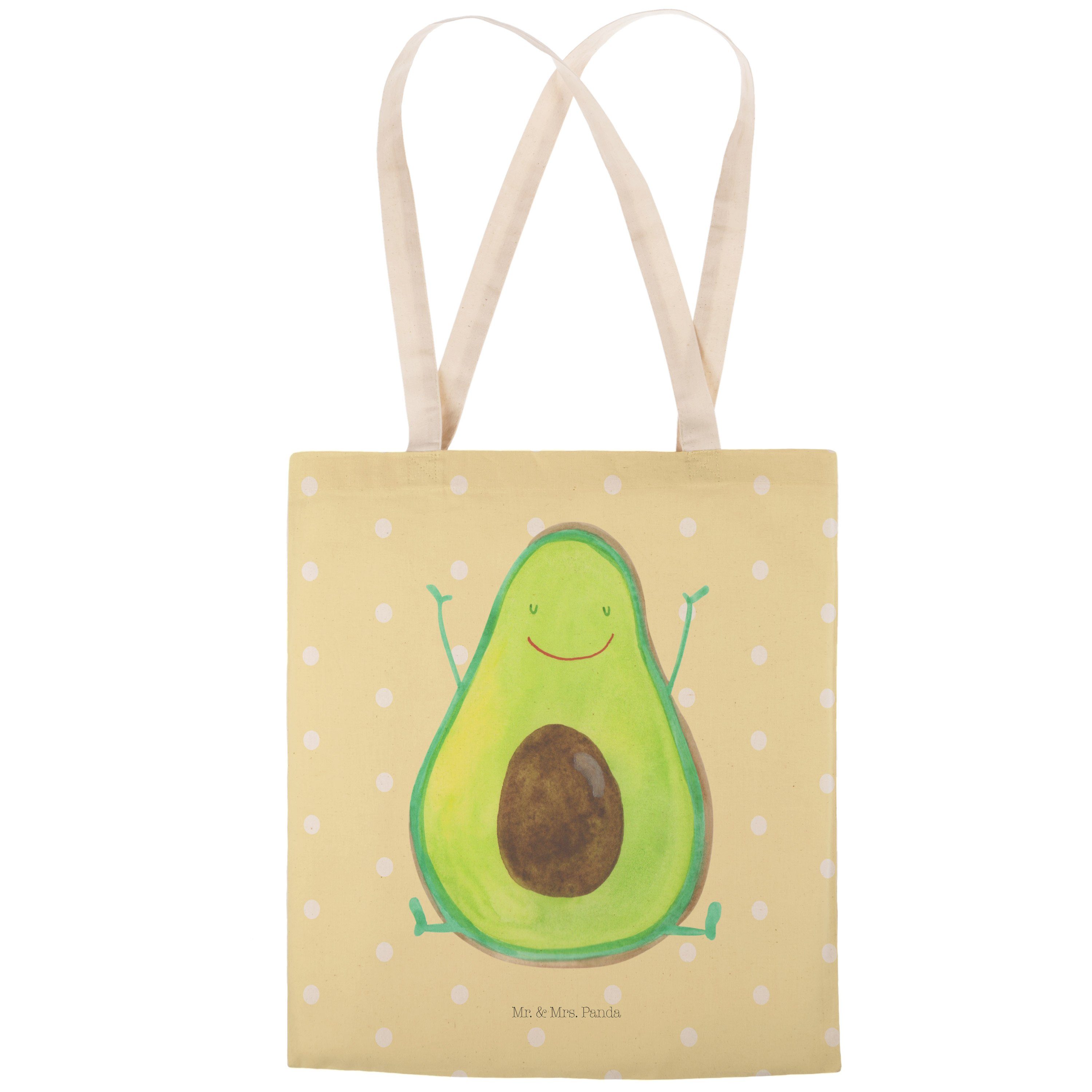 Einkaufstasche, & - Tragetasche, Geschenk, Panda Mrs. Happy Avocado - Pastell Tragetasche Mr. (1-tlg) Gelb