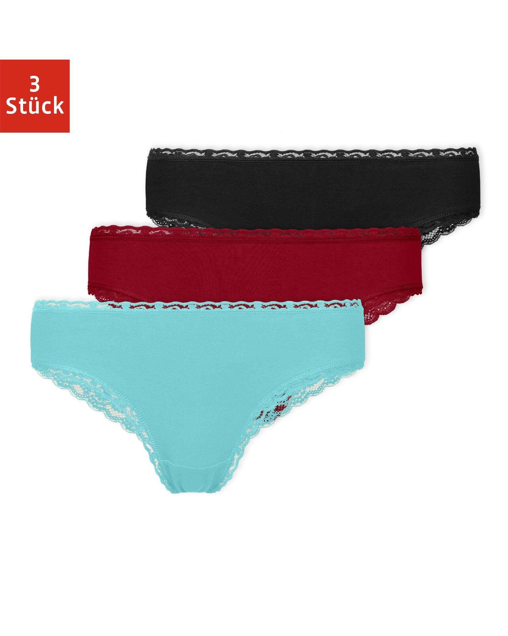 SNOCKS Brasilslip »Unterwäsche Damen Brazilian Slip Unterhosen« (3 St) aus  Bio-Baumwolle mit Spitze, kaschieren kleine Pölsterchen online kaufen | OTTO