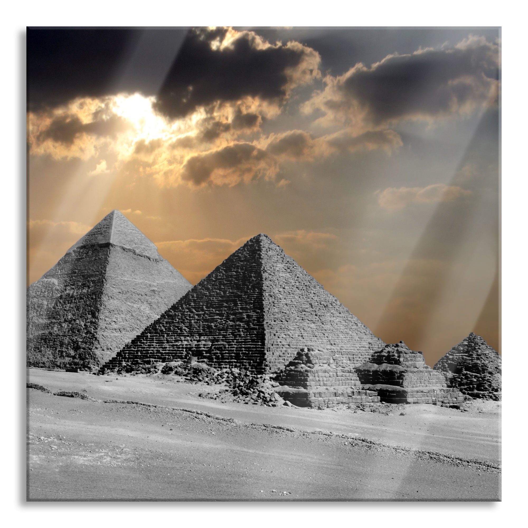 Aufhängungen St), atemberaubende aus Glasbild Pixxprint Echtglas, Glasbild atemberaubende und Pyramiden Abstandshalter inkl. (1 Pyramiden,