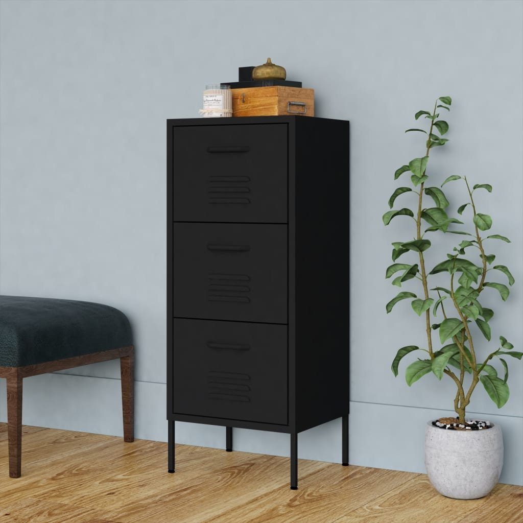 vidaXL Aktenschrank Lagerschrank Schwarz 42,5x35x101,5 cm Stahl (1-St)