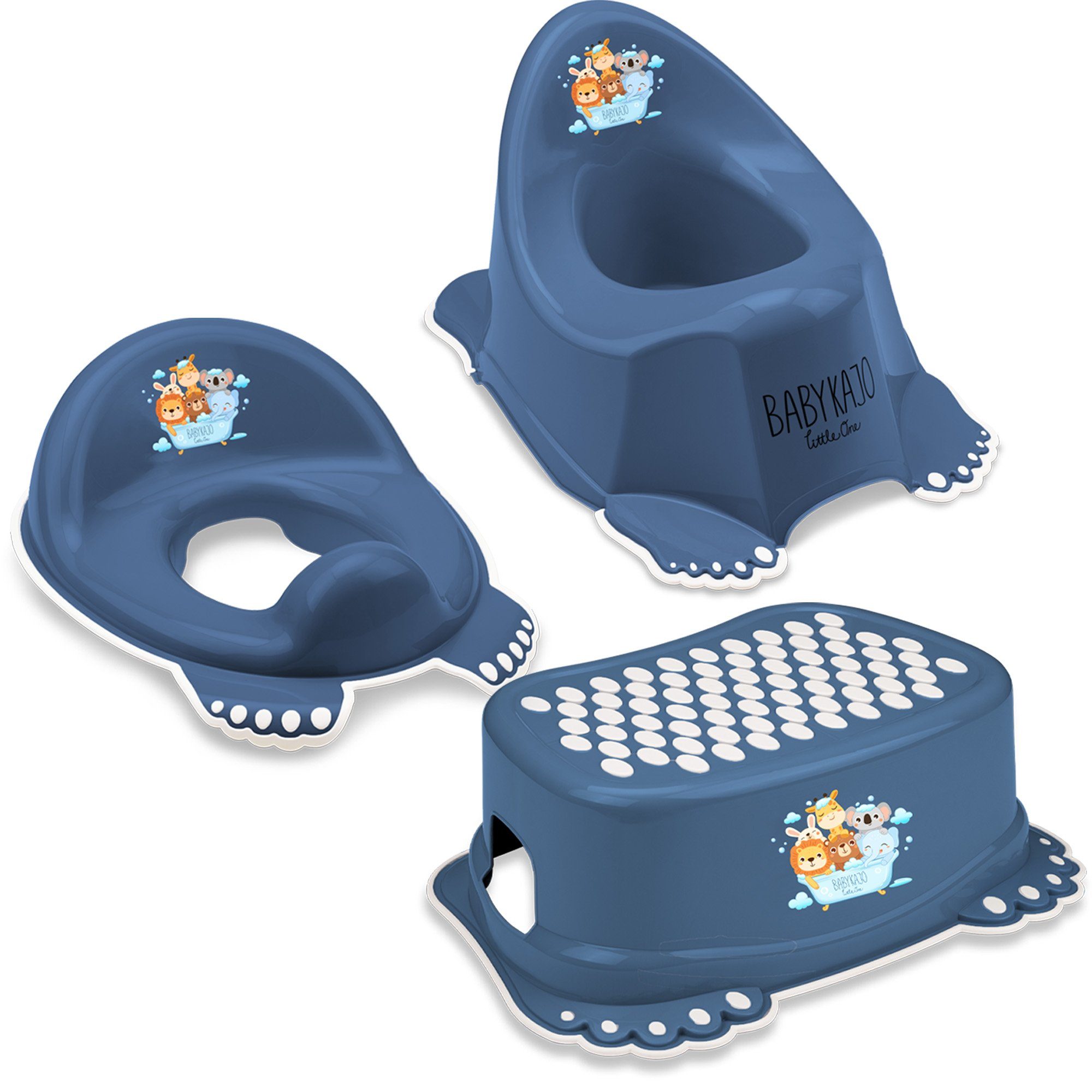 Babykajo Töpfchen, (Set, 3-tlg), Baby Topf, Toilettentrainer, Hocker - TÜV Rheinland geprüft!