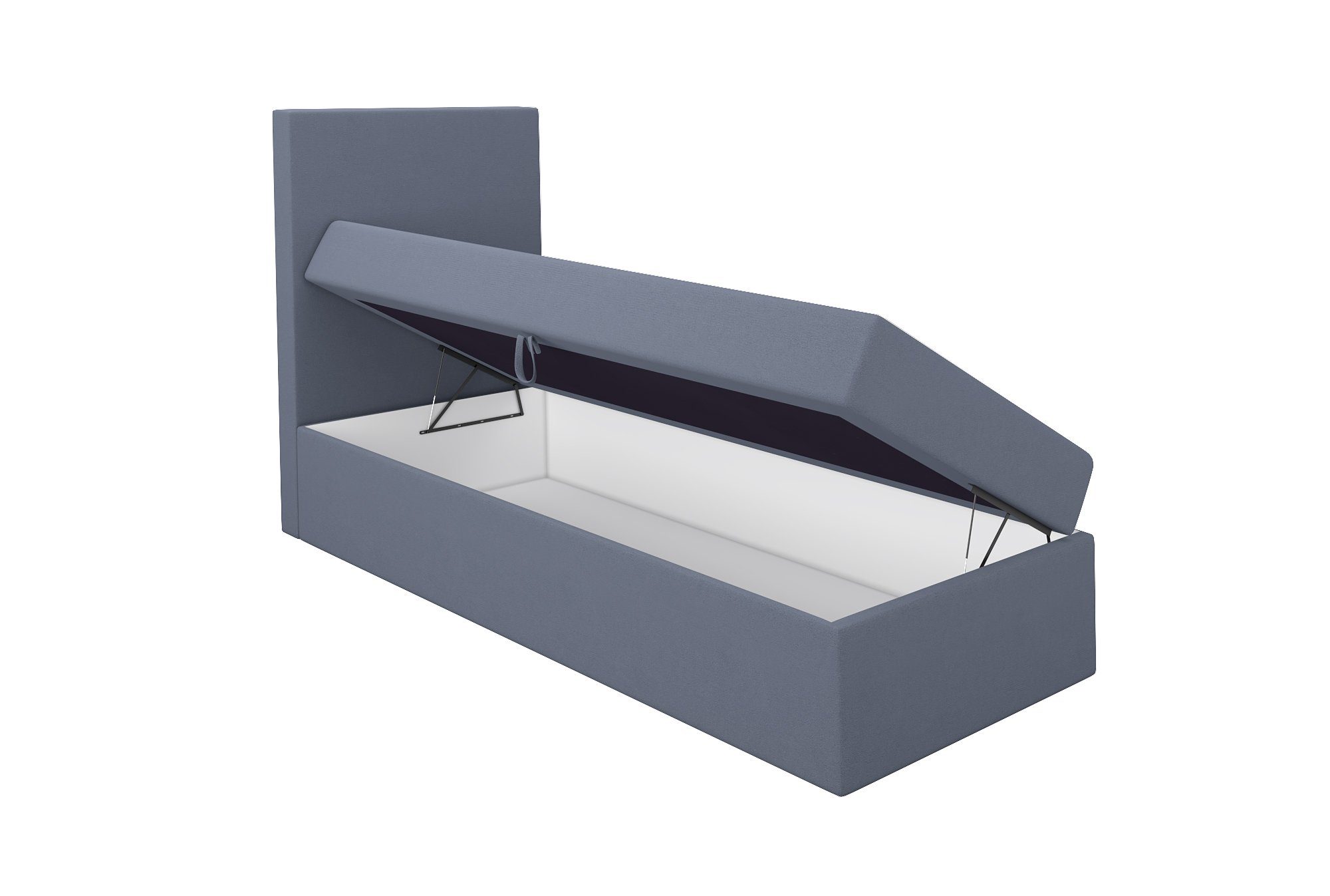 A&J MöbelLand GmbH Boxspringbett Einzelbett NASI mit Bettkasten, Topper und gepolstertem Kopfteil. (Boxspringbett mit Bettkasten und gepolstertem Kopfteil. Incl – Bild 4 von 5