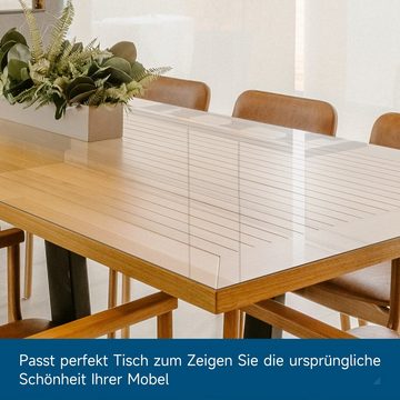 HOMELUX Tischdecke Tischfolie Tischdecke Transparent 1.8mm, PVC Durchsichtige Tischmatte, Glasklar, Abwaschbar Pflegeleicht, Wählbar Größe