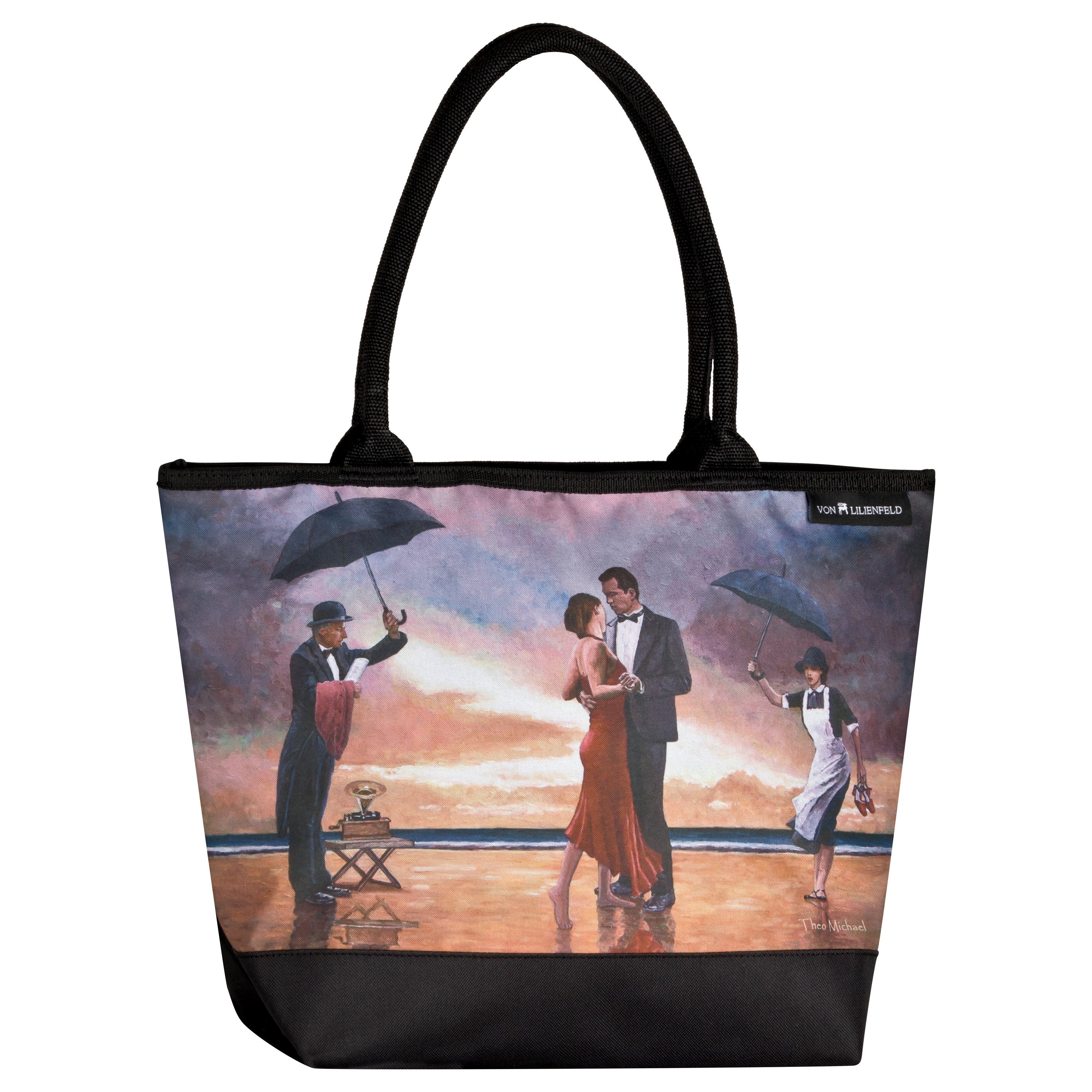 von Lilienfeld Handtasche Shopper Theo Michael Hommage Singing Butler Maße cm L42 x H30 x T15, Motivdruck auf der Vorderseite