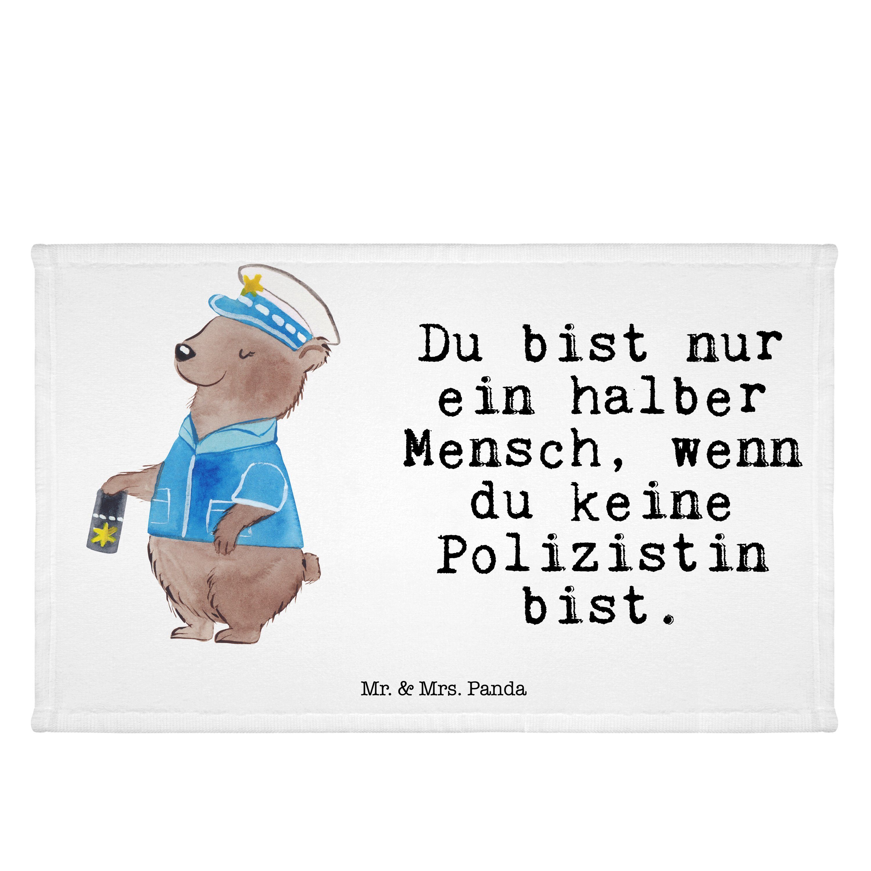 Mr. & Mrs. Panda Handtuch Polizistin mit Herz - Weiß - Geschenk, Kollegin, Polizeibeamtin, Arbe, (1-St)
