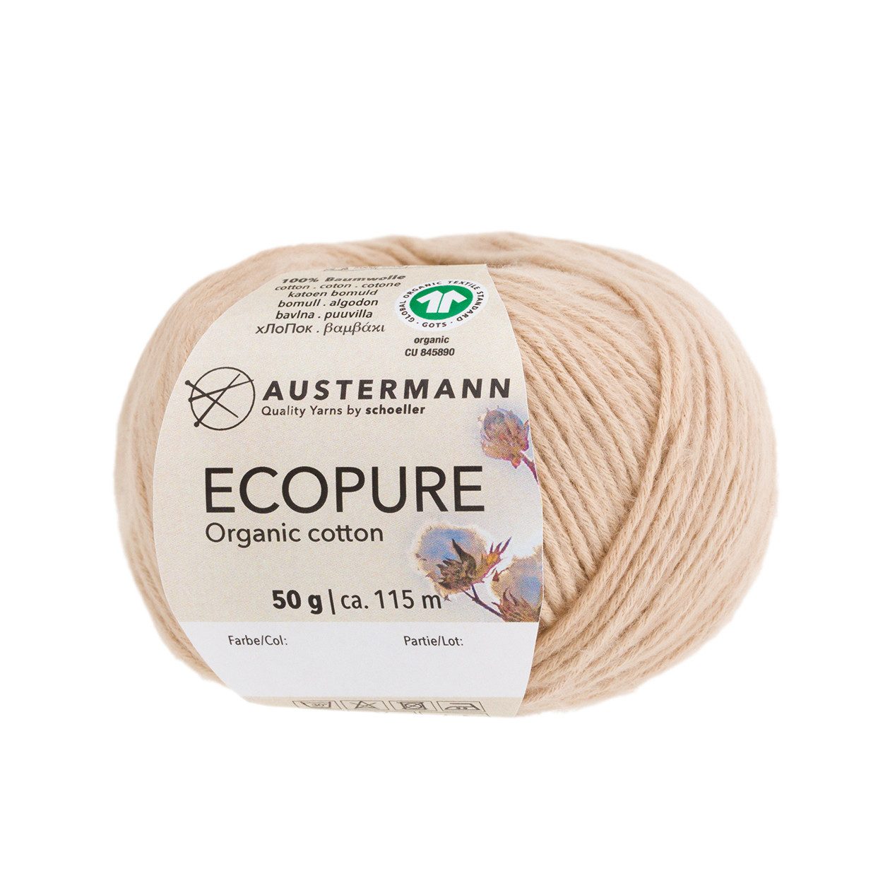 Austermann Garn Ecopure Organic Cotton Häkelwolle, 115,00 m, haufreundlich, atmungsaktiv