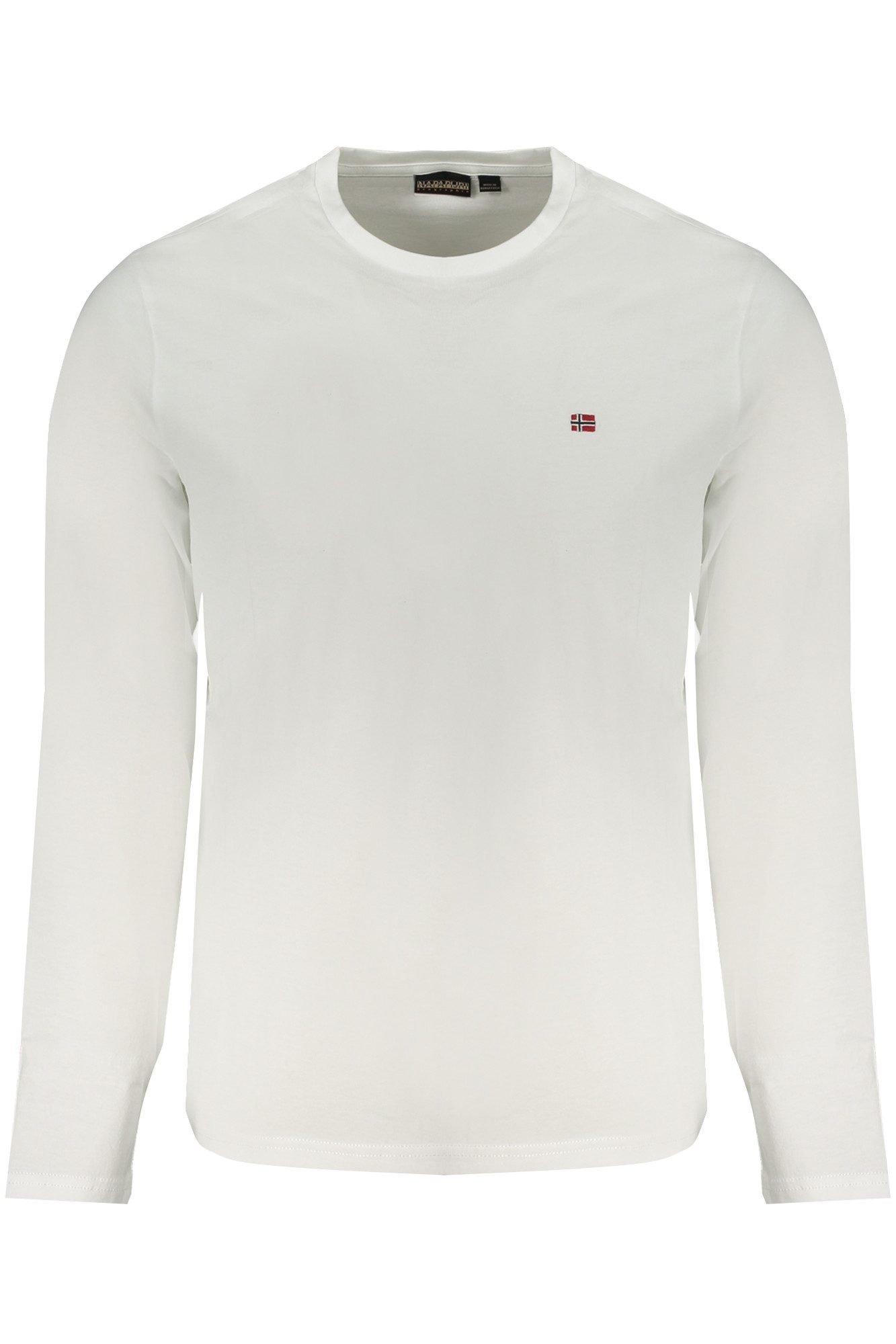 Napapijri T-Shirt Weißes Herren Langarmshirt mit Rundhals und