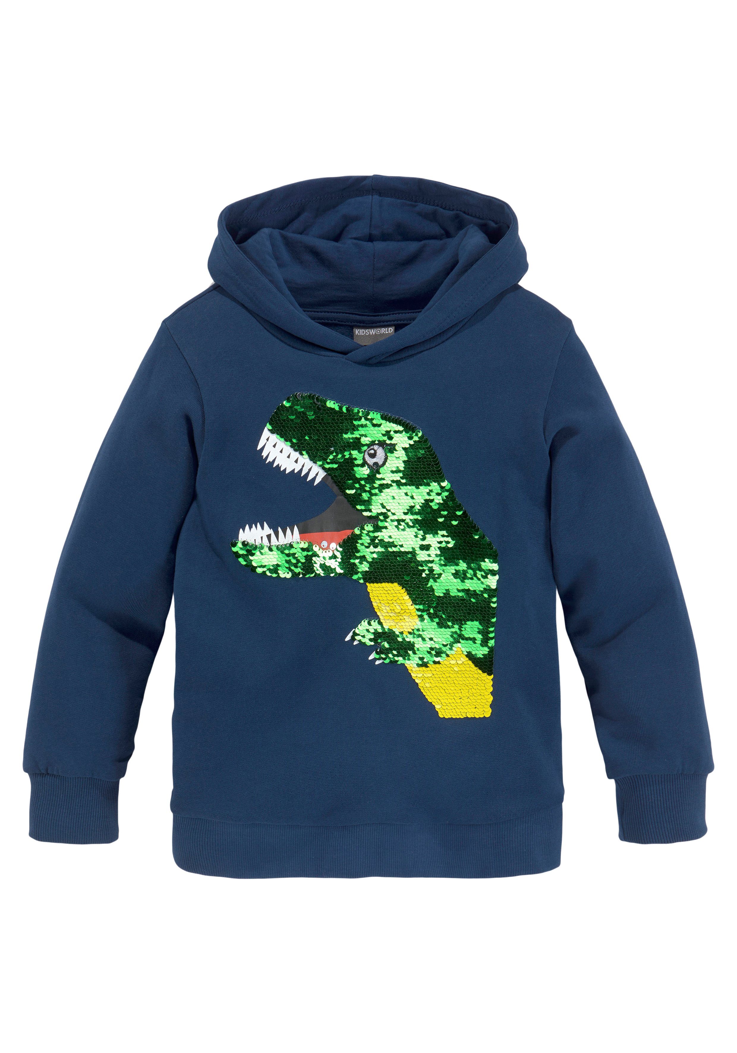 Kapuzensweatshirt mit tollem Dino aus Wendepailletten