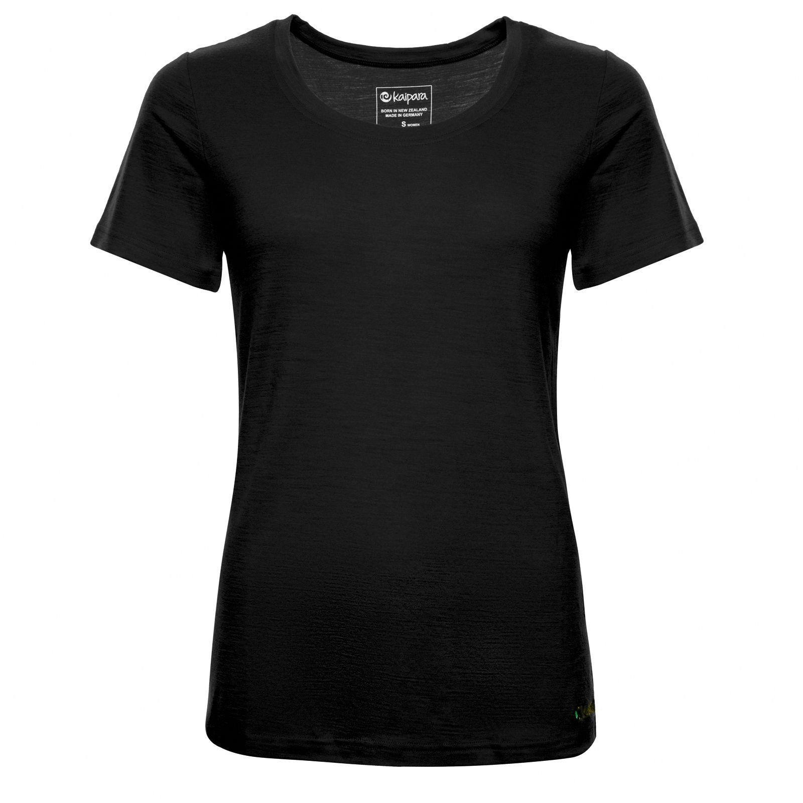 Kaipara - Merino Sportswear Unterhemd Merino Damen-Unterhemd Kurzarm Regularfit 200g warm (1-St) aus reiner Merinowolle Made in Germany Schwarz