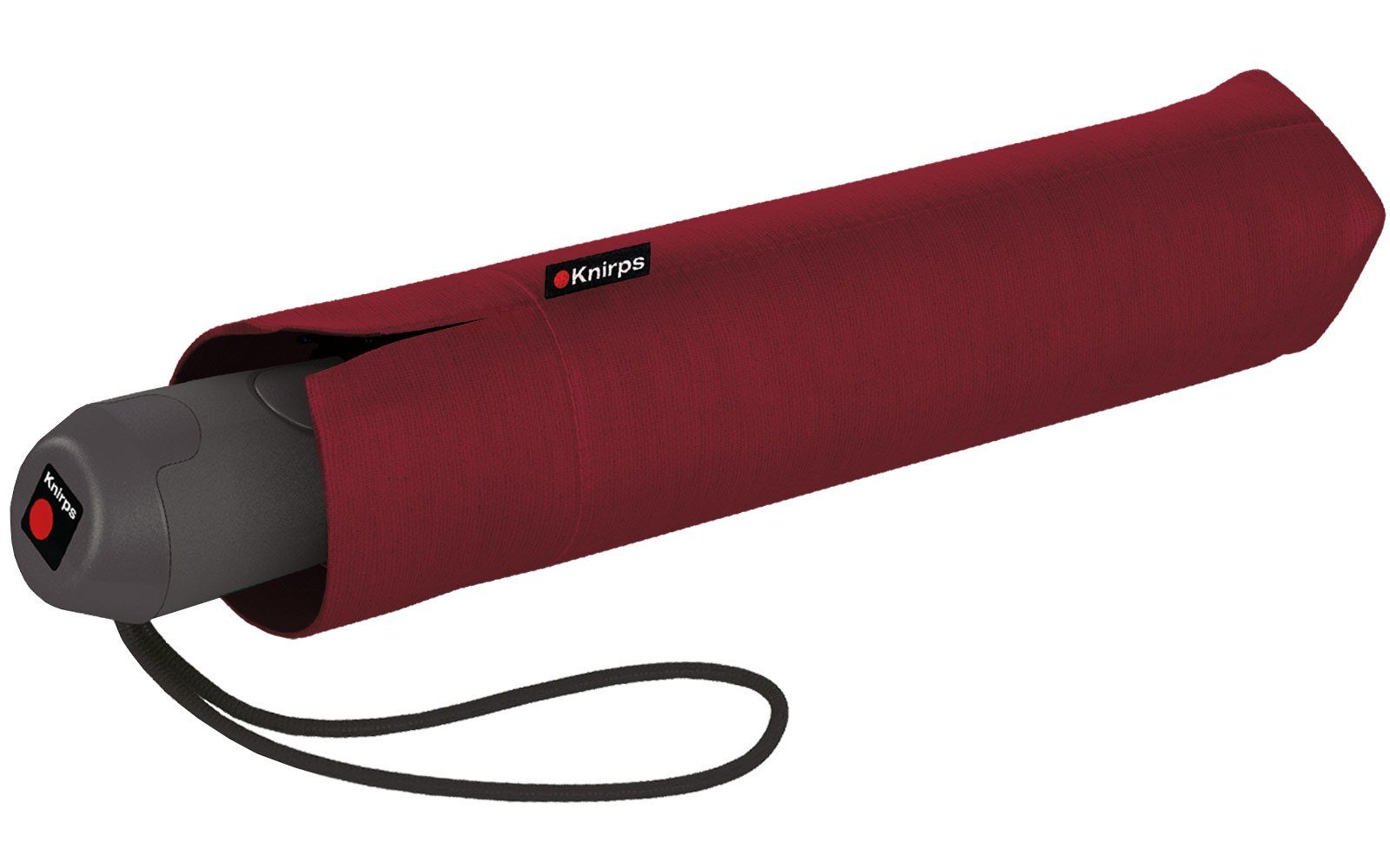 Knirps® Taschenregenschirm E.200 stabil elegant Duomatic Auf-Zu-Automatik, Schirm mit bordeaux und