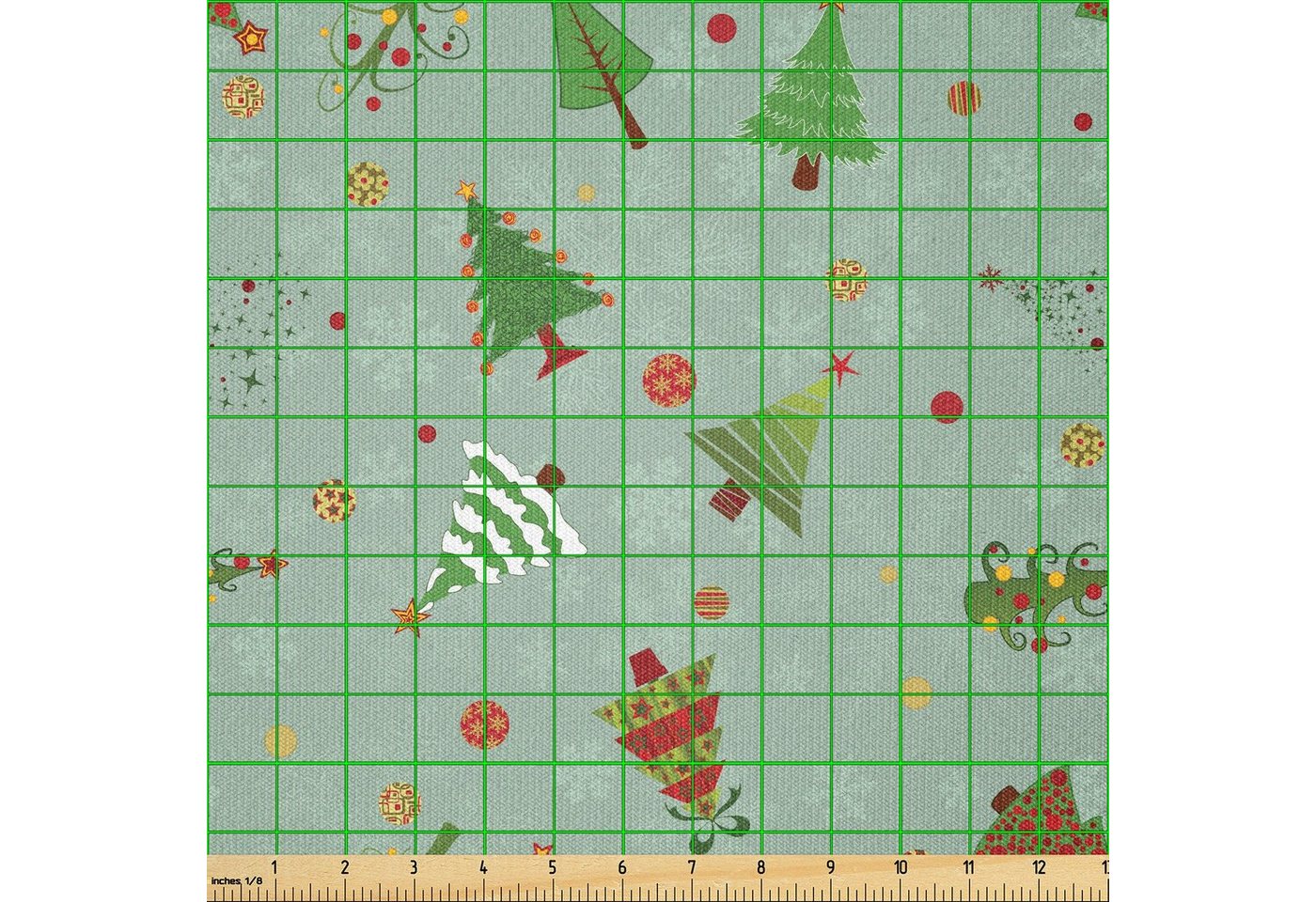 Thumbnail - Abakuhaus Stoff ausdehnbar mit Elestan für Heimwerkarbeiten und Näharbeiten, Weihnachten Feiertags-Baum-Muster