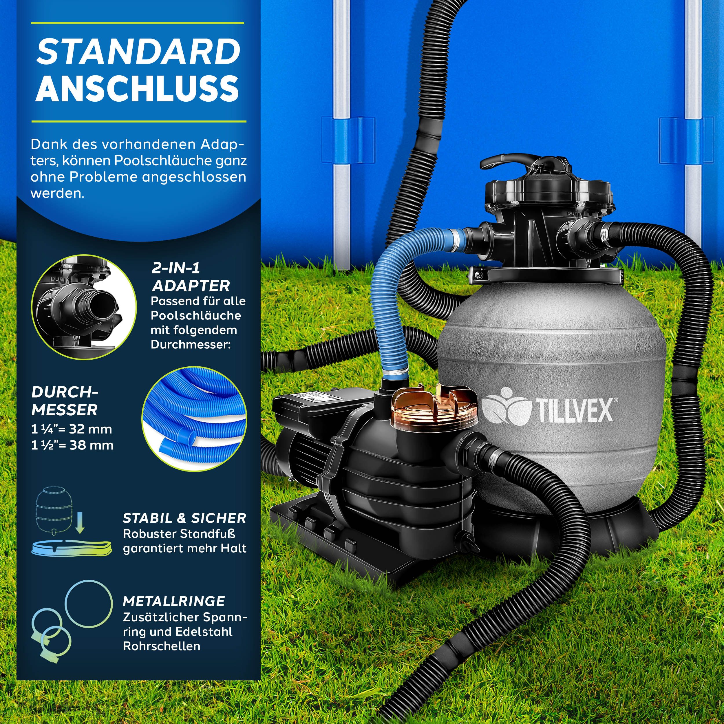 tillvex Sandfilteranlage 10 m³/h Filteranlage + günstig online kaufen