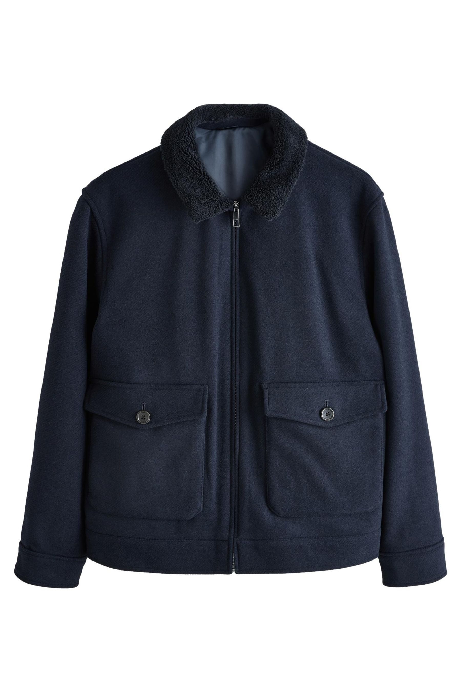 Wollmantel Twill-Jacke mit Borgkragen aus Wollgemisch