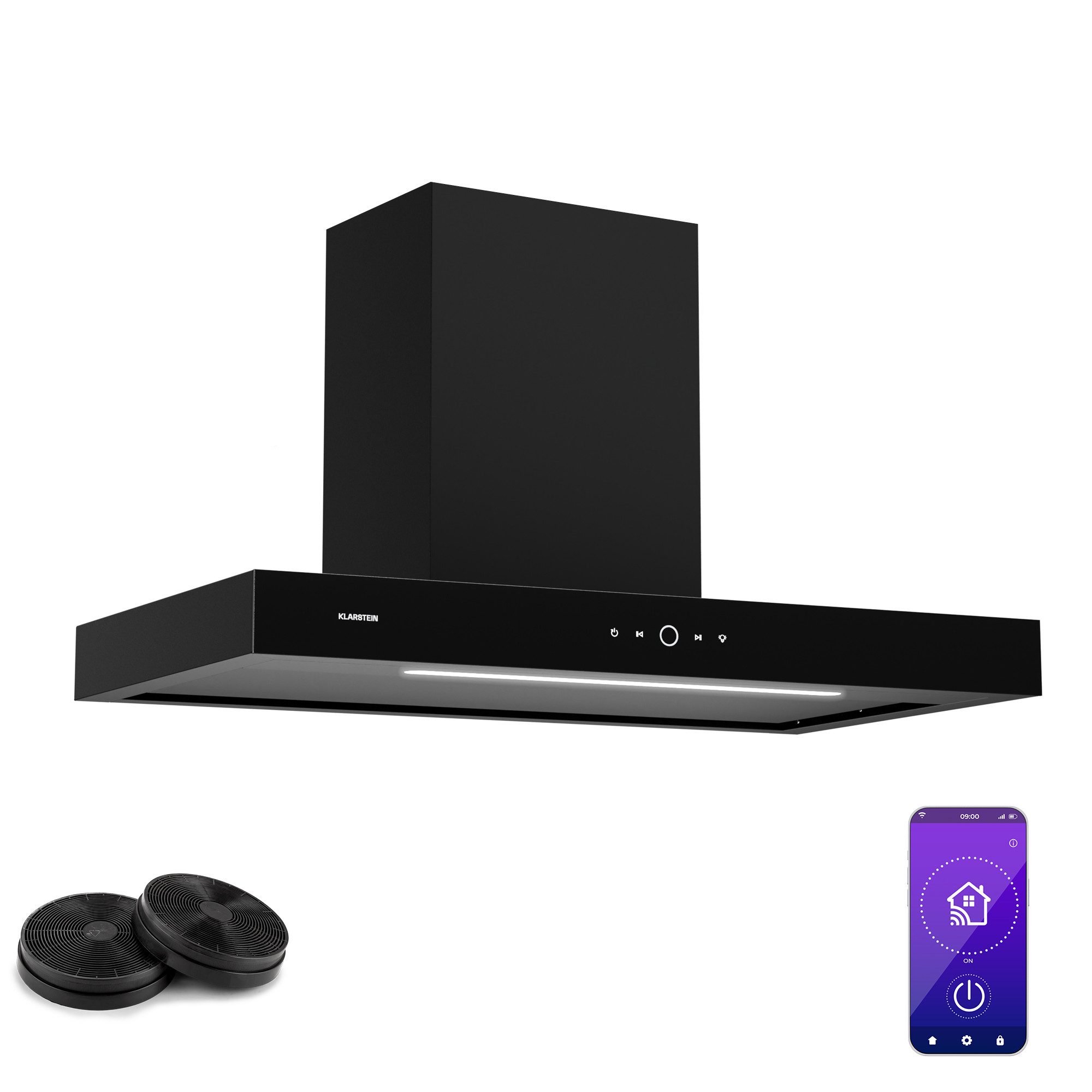 Klarstein Deckenhaube SmartEdge 90 SmartEdge 90, Dunstabzugshaube Abzughaube Abluft Umluft Touch Wifi App