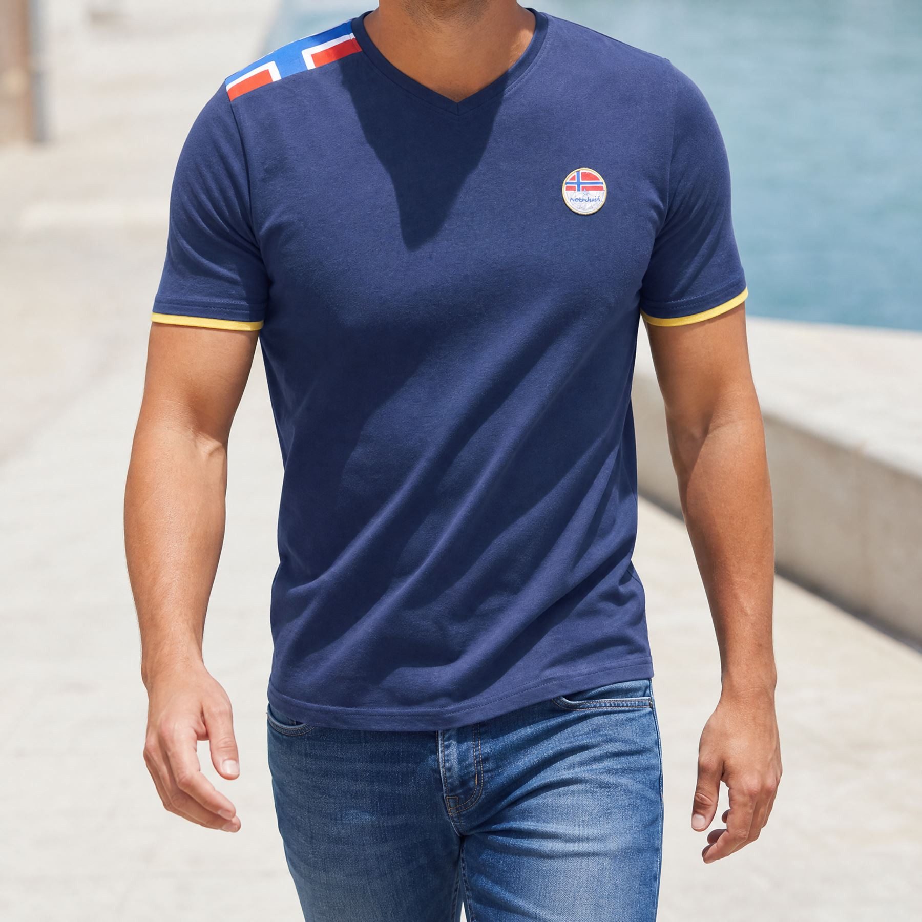 Nebulus T-Shirt NORRY, P6863 - Herren, navy-gelb, L