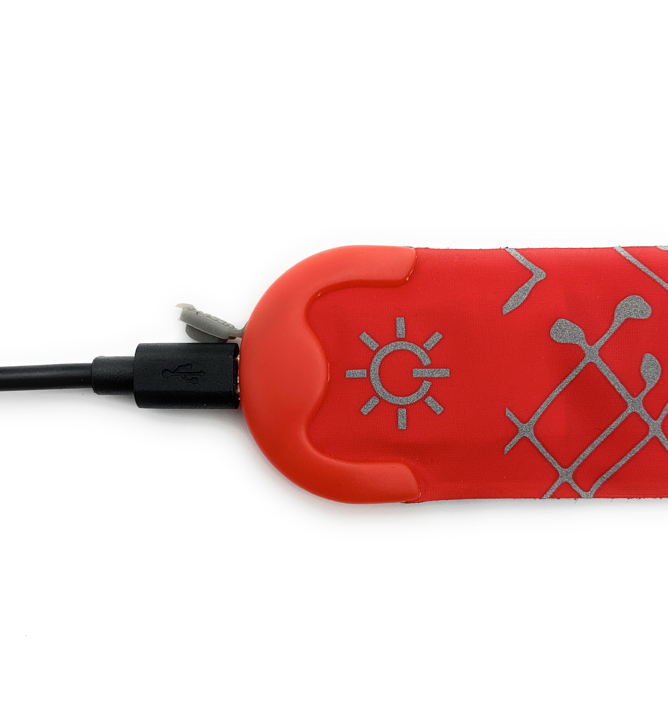 ELANOX LED Blinklicht rot 1 Leuchtband Outdoor Akku LED Armband Sport Reflektorband mit Sicherheitslicht x