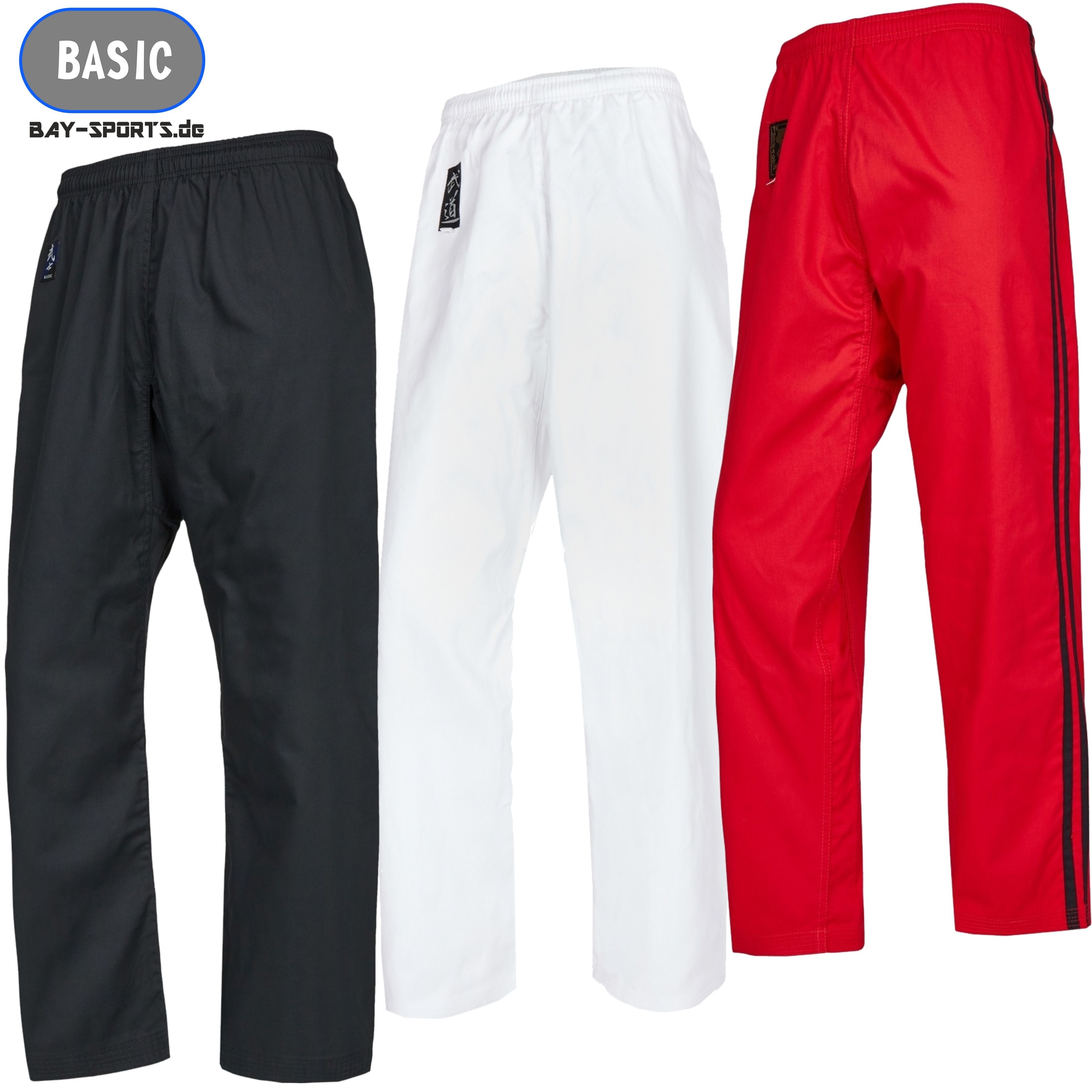BAY-Sports Sporthose Karatehose Kampfsporthose Hose Karate Krav Maga Basic schwarz (1-tlg) Allround für Kinder und Erwachsene
