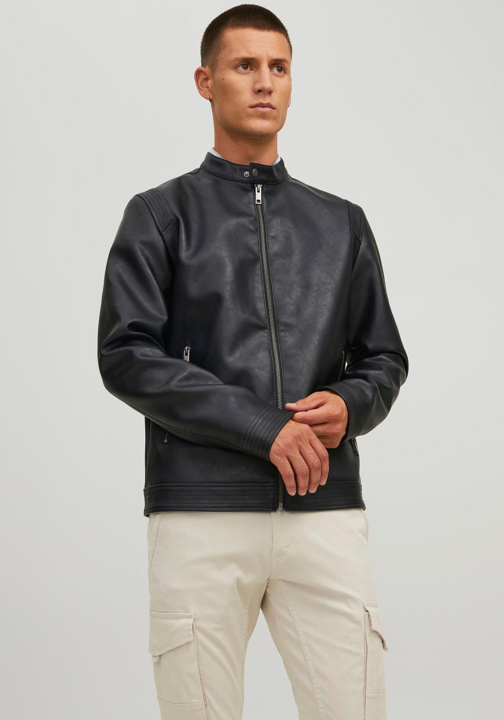 Jack & Jones Black CLEAN JJEROCKY NOOS Bikerjacke JACKET