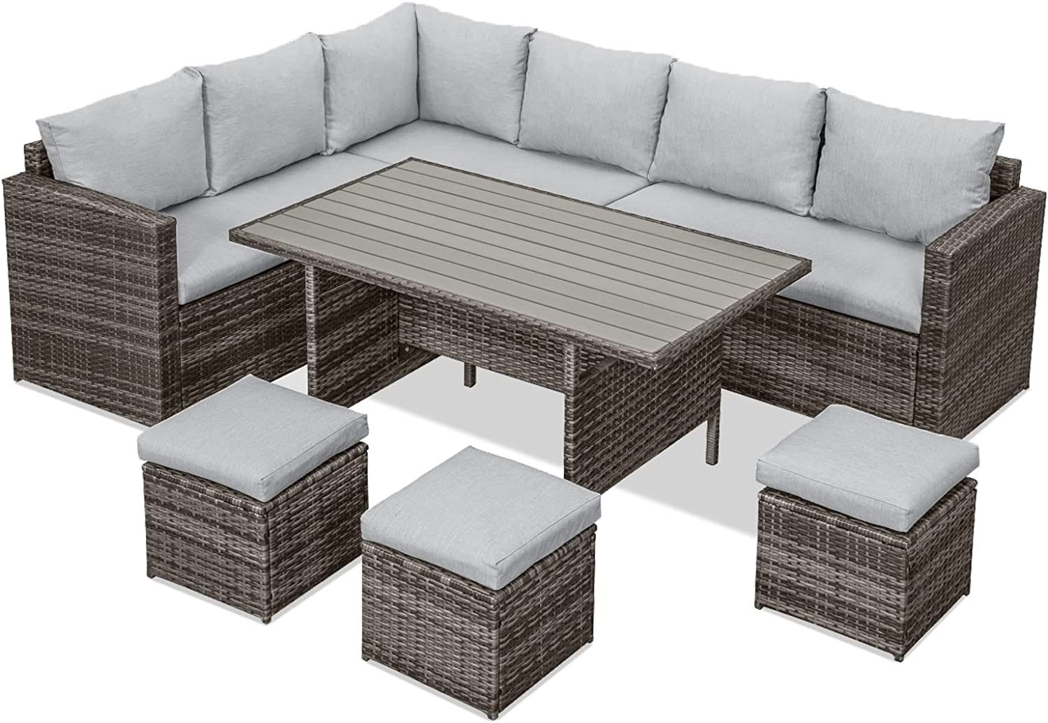 MeXo GartenloungeSet Poly Ratten Gartenmöbel Set für 9 Personen Lounge