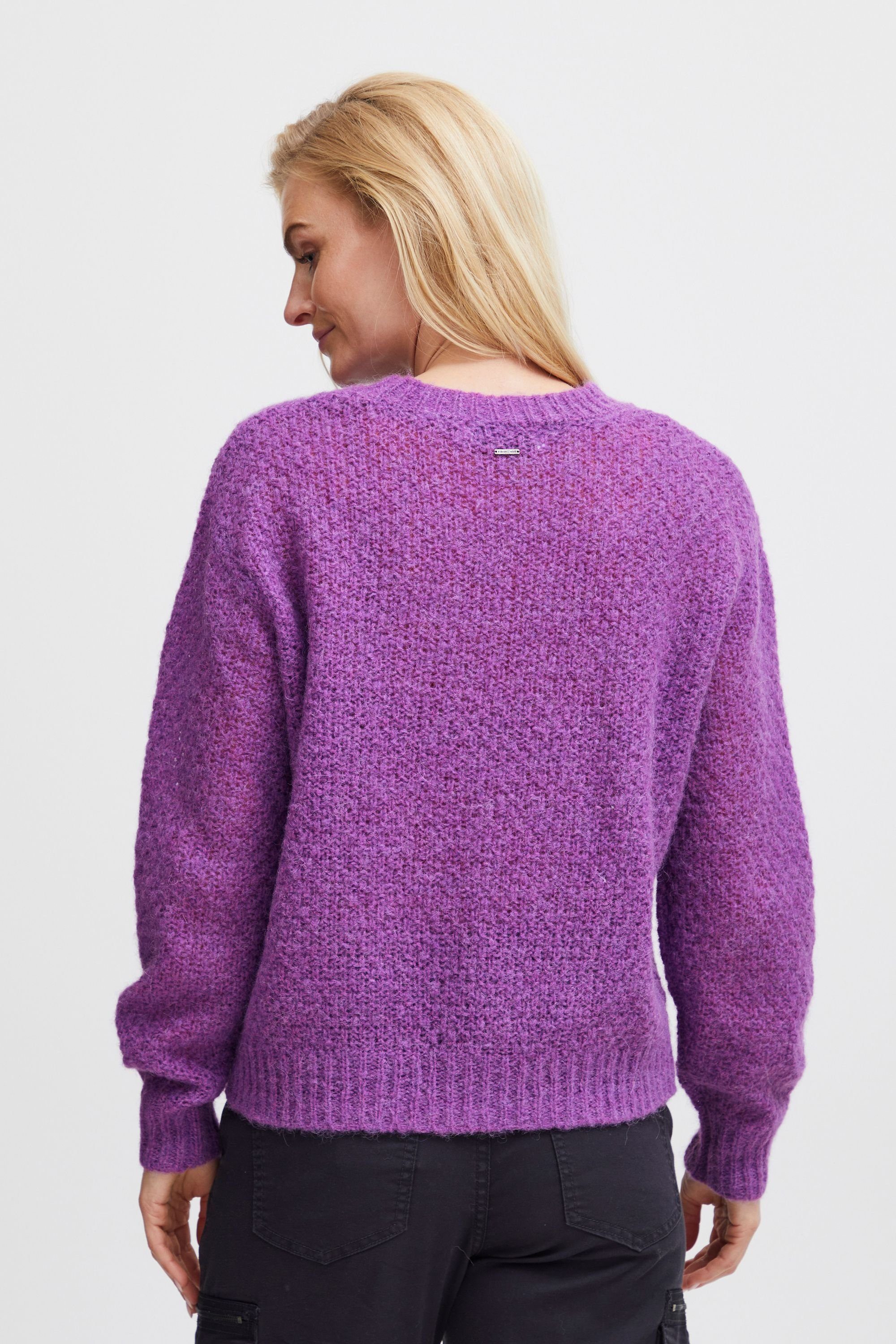 Melange Bright Strickpullover Jeans Pulz Pattern PZIRIS Pullover (202347) Purple