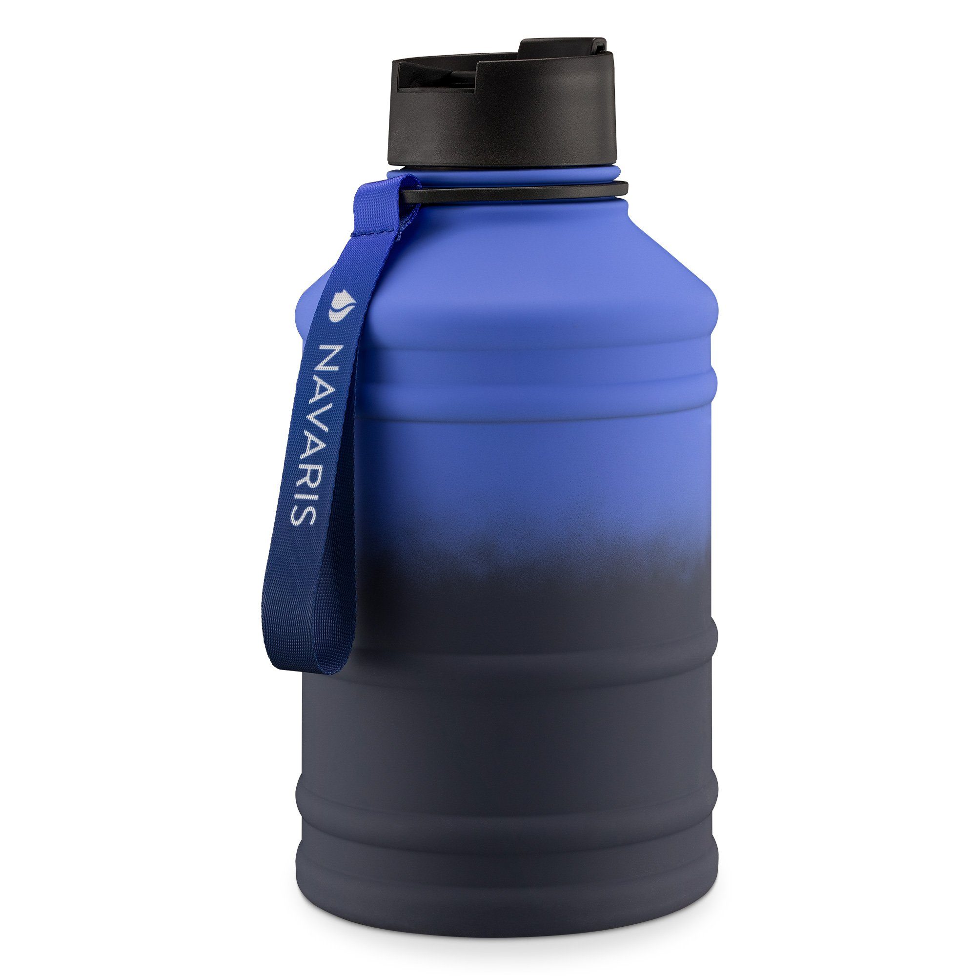 Navaris Trinkflasche 2,2 Liter Wasserflasche - XXL Gym Bottle - Edelstahl - einwandig Blau