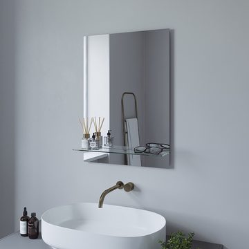 AQUALAVOS Badspiegel Badspiegel Wandspiegel mit Glas-Ablage 50x70 cm 80x60 cm Dekospiegel, Geeignet für Bad, Schlafzimmer, Wohnzimmer usw (Ohne Beleuchtung)