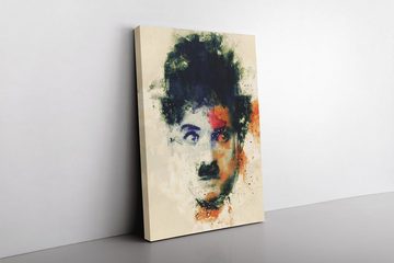 Sinus Art Leinwandbild Charlie Chaplin Porträt Abstrakt Kunst Filmikone Komiker 60x90cm Leinwandbild