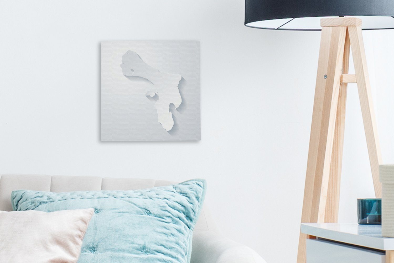 Bilder von Wohnzimmer Eine (1 Bonaire OneMillionCanvasses® Illustration weißen, St), schwarz-weiße einem Leinwandbild für Leinwand auf Schlafzimmer
