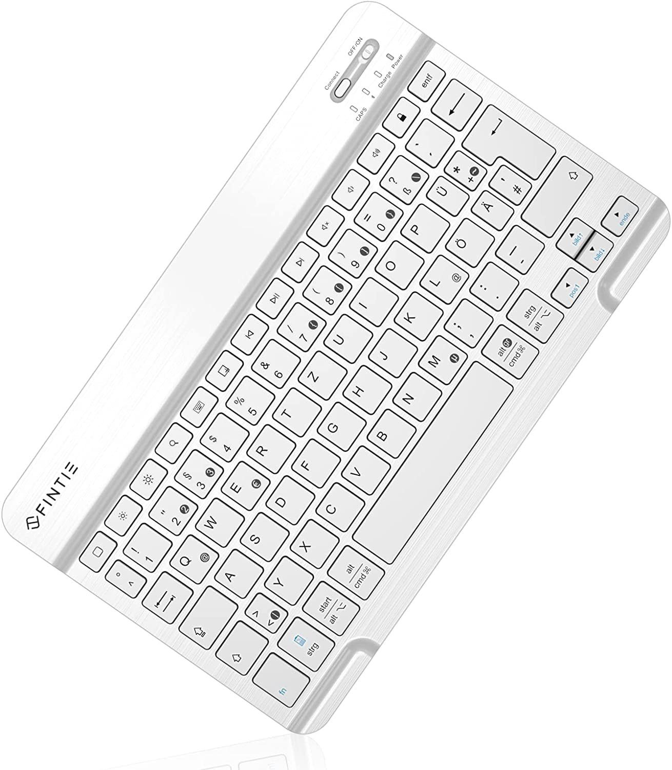 Fintie Ultradünn Bluetooth Tastatur, deutsche Layout QWERTZ für iPad/iPhone Tablet-Tastatur (iPad 10.2/9.7, Air 5/4/3/2/1, iPad Pro 12.9/11/10.5/9.7, iPad 4/3/2/1)