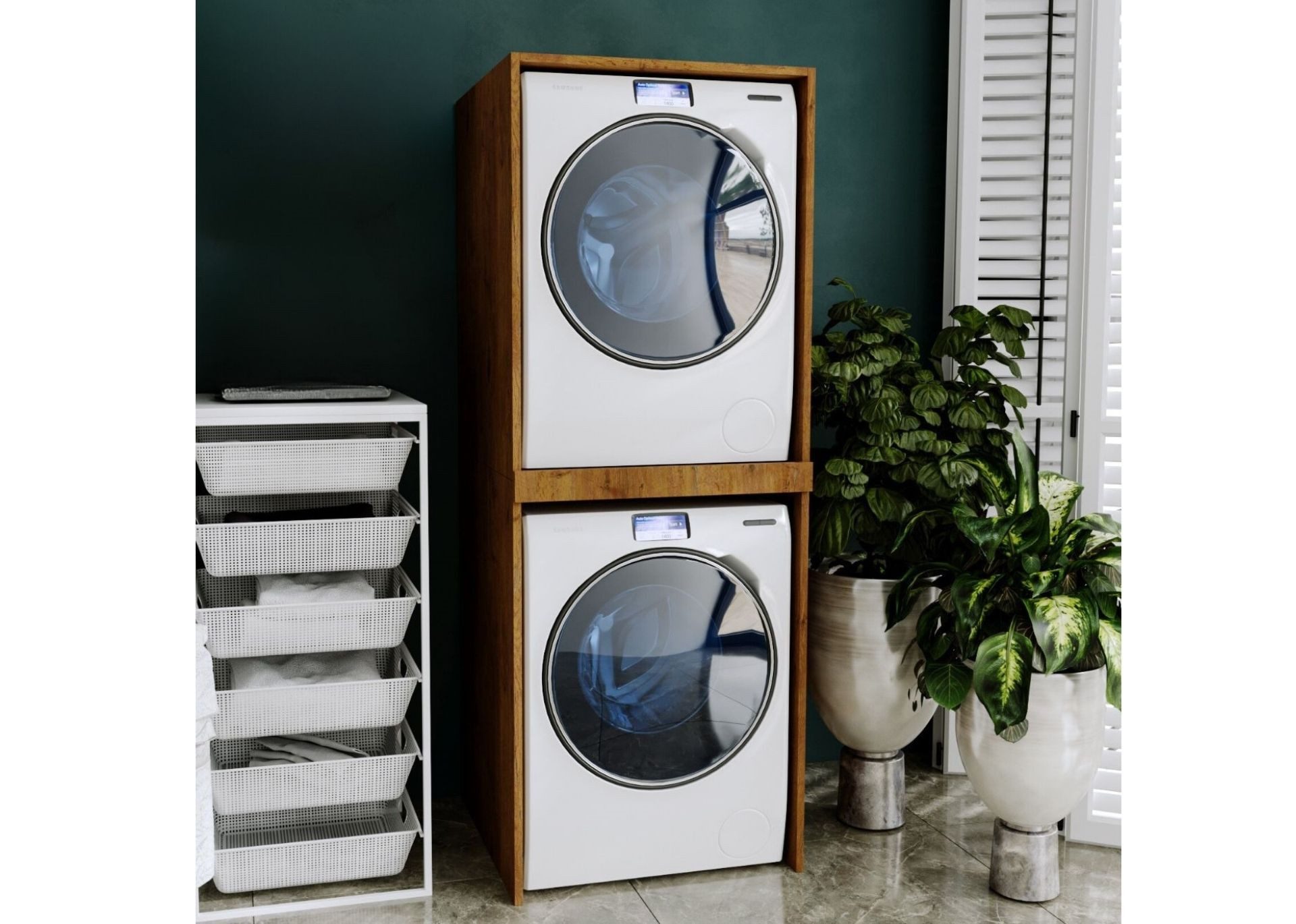 Raumhirsch Furniture Waschmaschinenumbauschrank für zwei Geräte günstig online kaufen