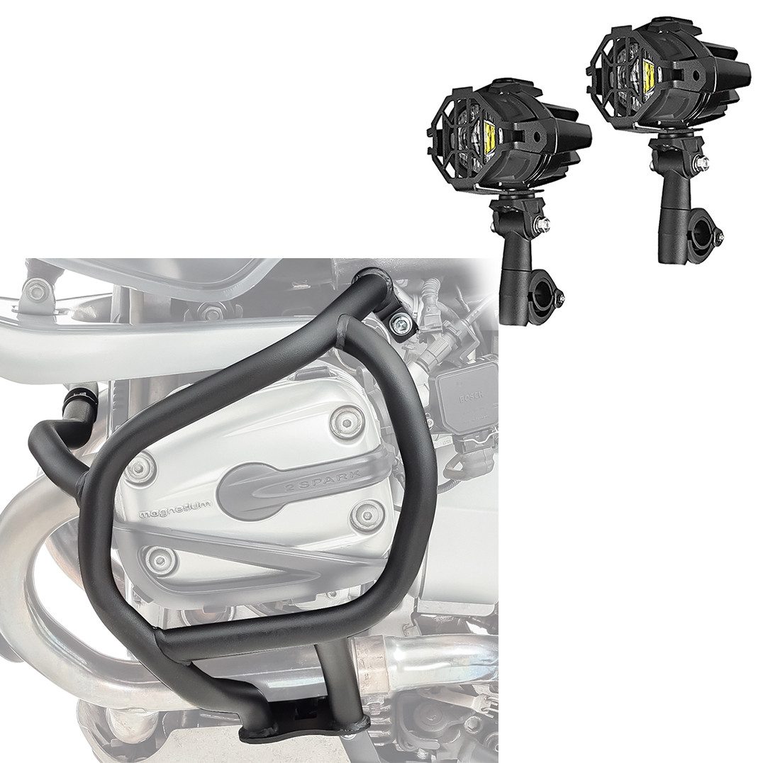 Lumitecs Halter 2x LED Nebelscheinwerfer S22X + Sturzbügel passend für BMW R 1150 GS 0