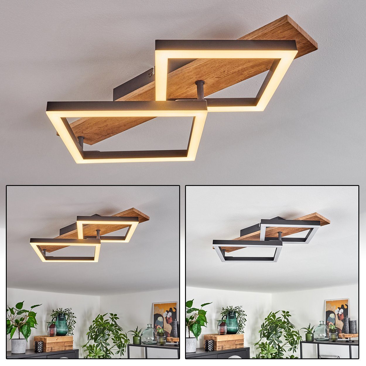 hofstein Deckenleuchte Deckenlampe aus Metall/MDF/Kunststoff in günstig online kaufen