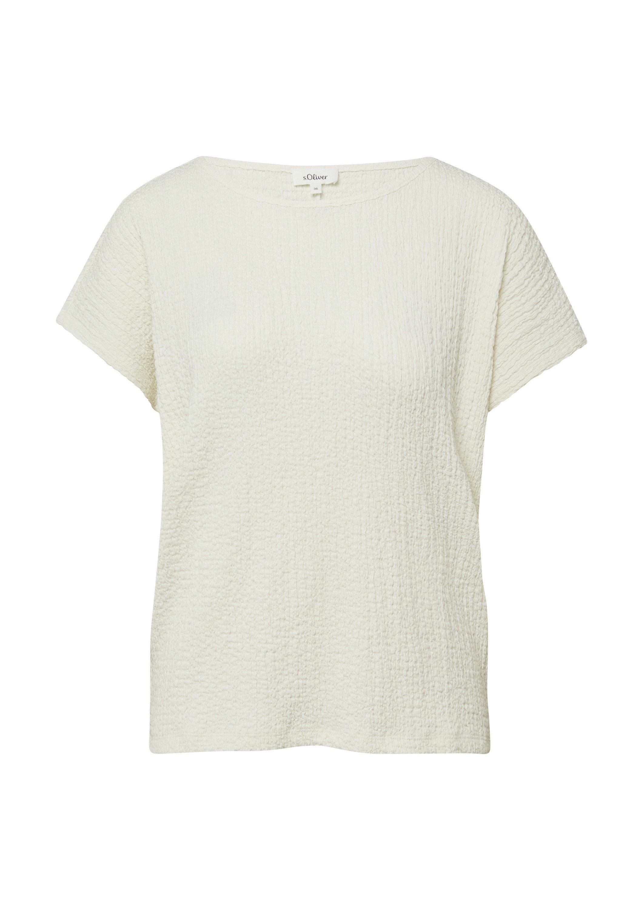 s.Oliver Kurzarmshirt T-Shirt T-Shirt aus Strukturjersey mit überschnittenen Schultern