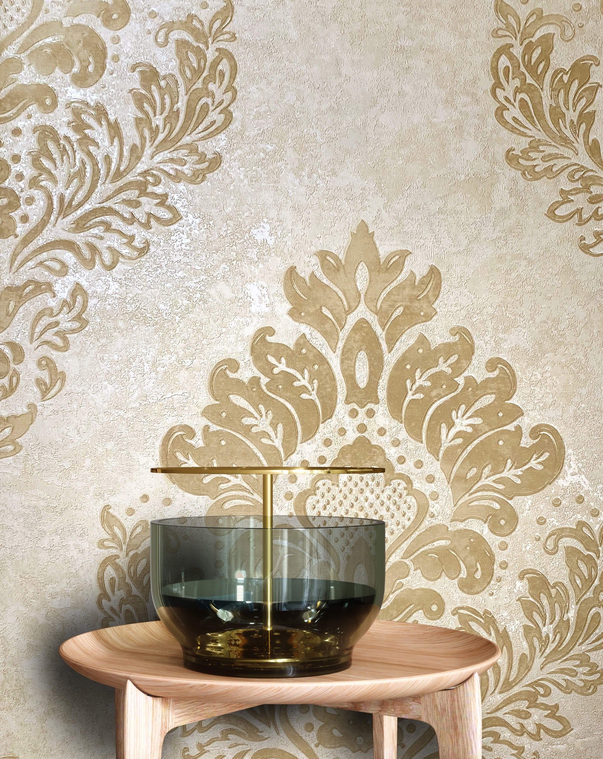 Newroom Vliestapete, Beige Tapete Barock Ornament günstig online kaufen