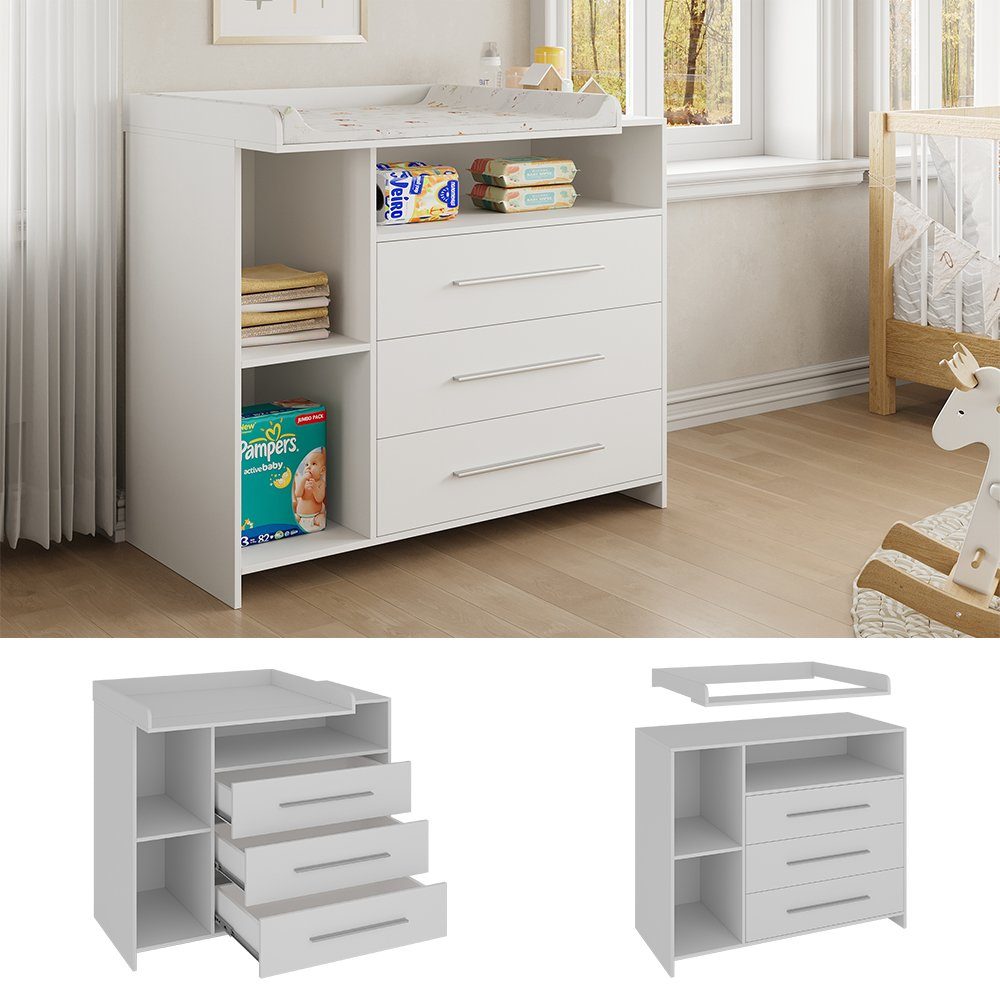 Vicco wrap dresser Paula, white/white, 110 x 93.5 cm with wrap attachment