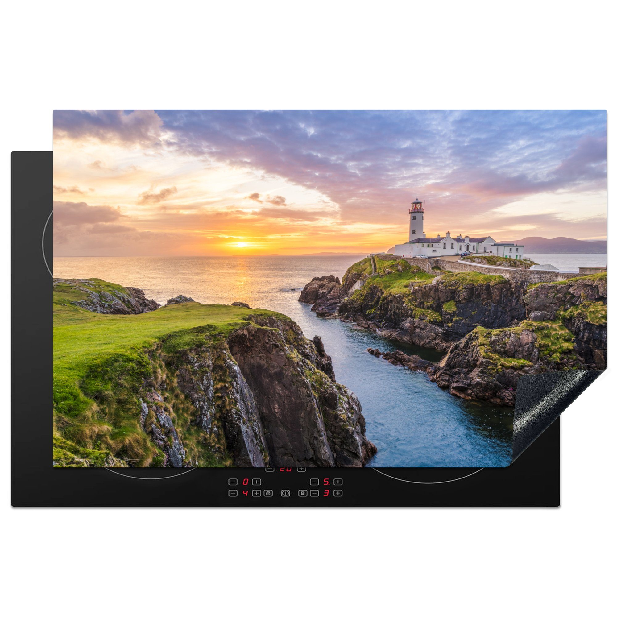 MuchoWow Herdblende-/Abdeckplatte Leuchtturm auf der Klippe von Fanad Head in Donegal, Irland, Vinyl, (1 tlg), 81x52 cm, Induktionskochfeld Schutz für die küche, Ceranfeldabdeckung