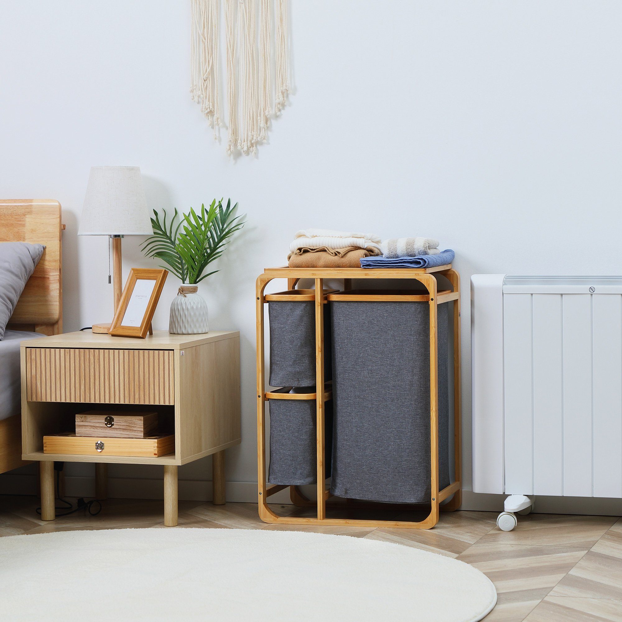 HOMCOM Wäschekorb mit Plattform Wäschesammler mit günstig online kaufen