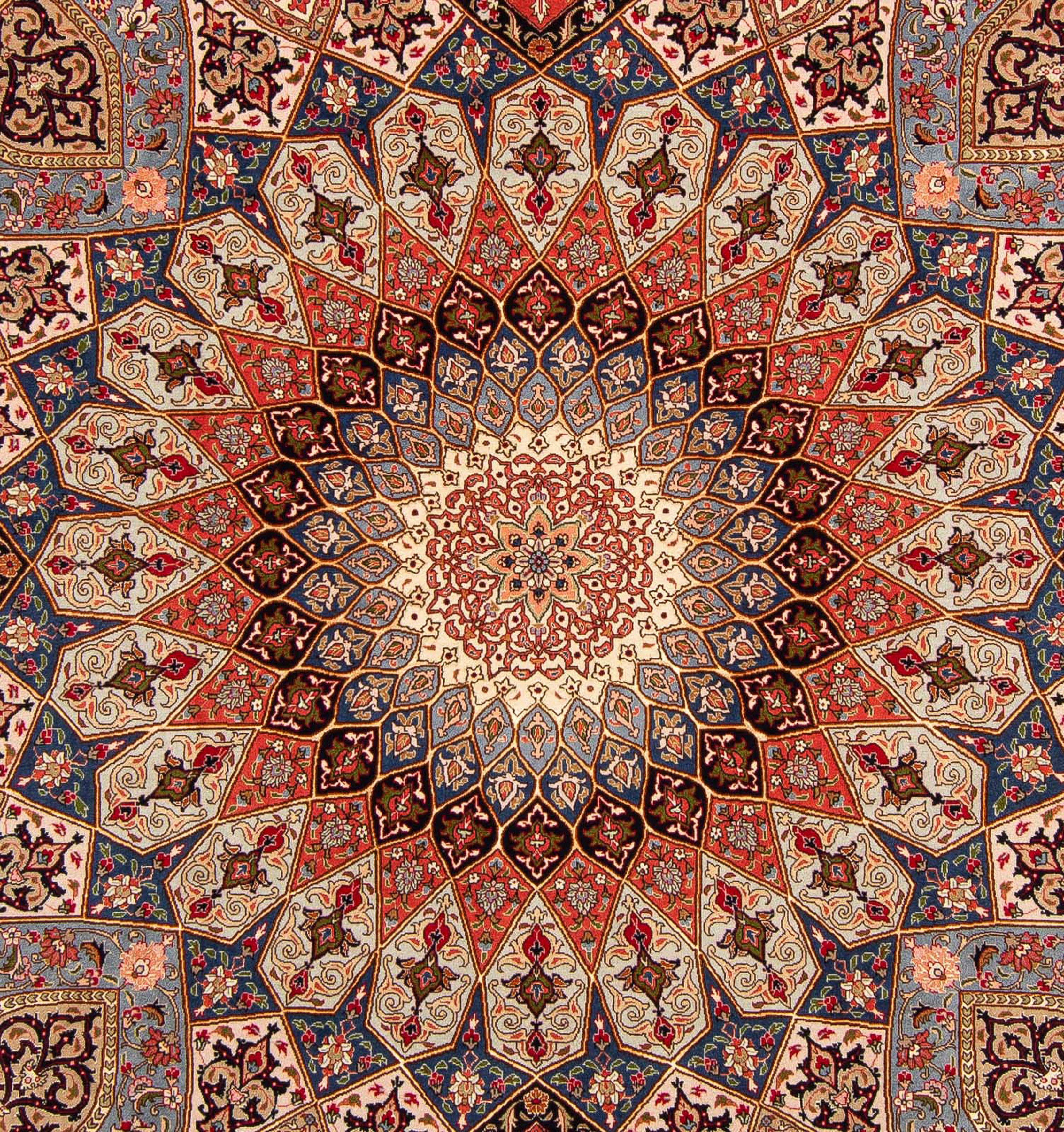 Orientteppich Perser - Täbriz Einzelstück mit mehrfarbig, 252 Höhe: Handgeknüpft, Royal morgenland, mm, rechteckig, Zertifikat 205 cm - - x Wohnzimmer, 7 