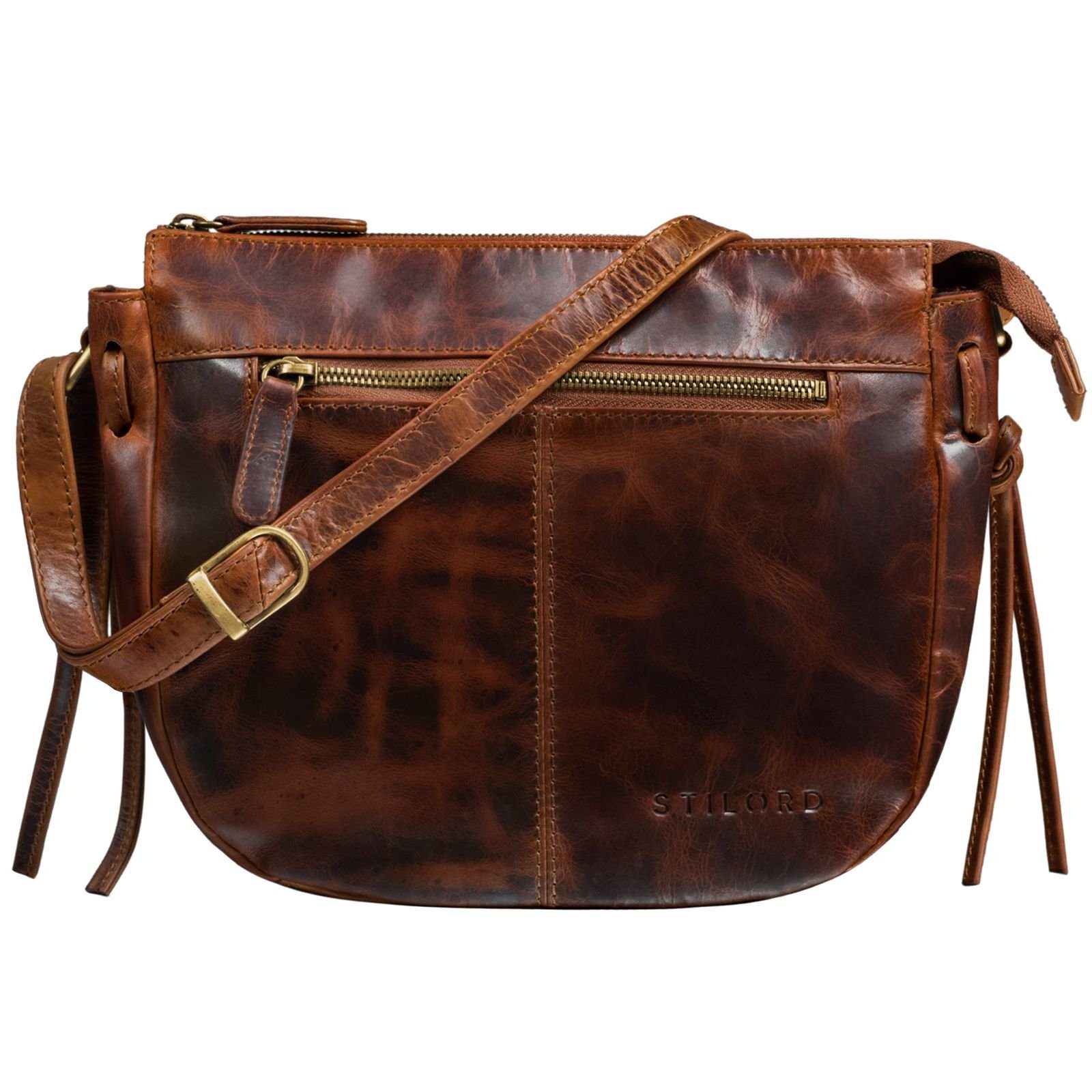 STILORD Handtasche "Bella" Lederhandtasche Damen kara - cognac