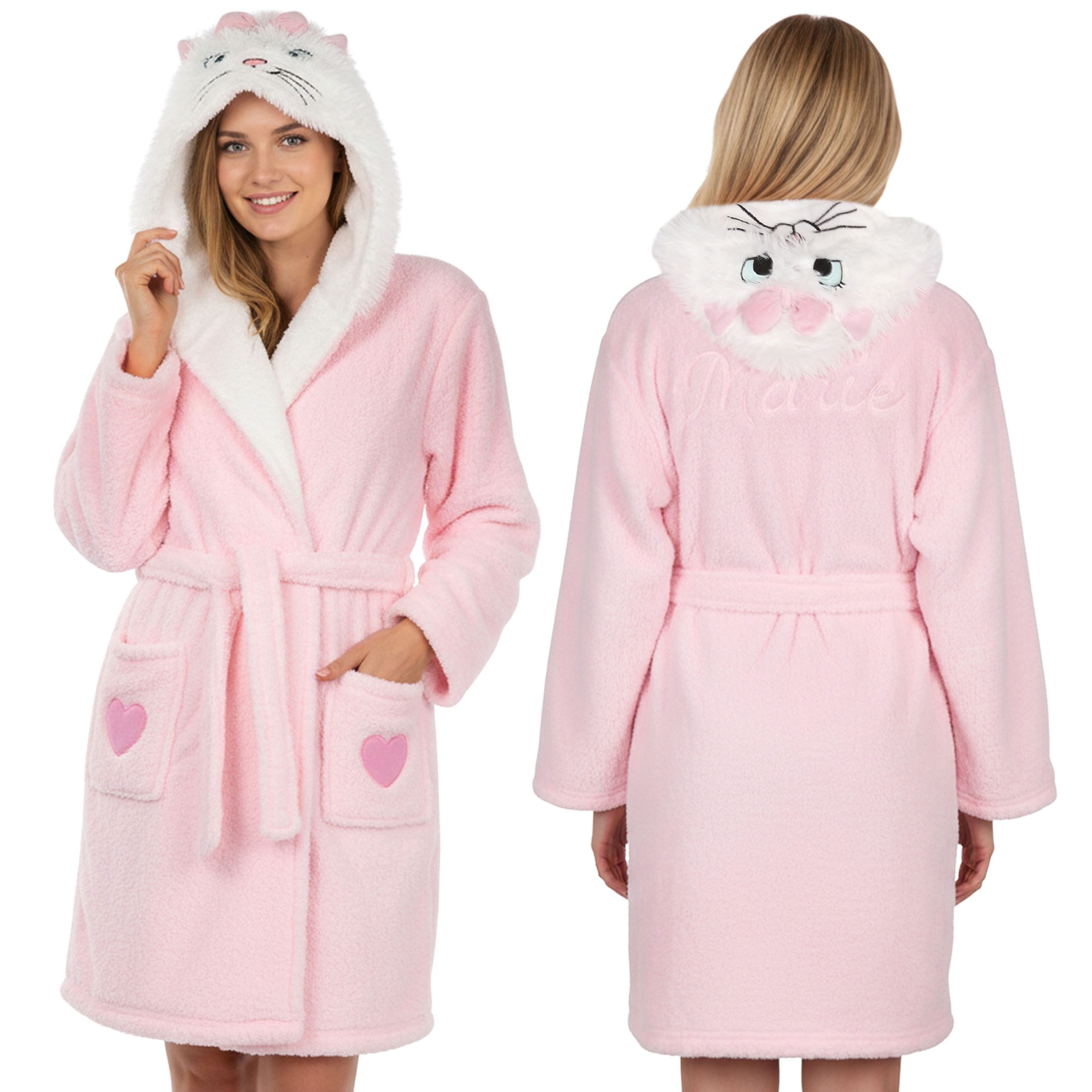 Sarcia.eu Damenbademantel Disney Marie Katze Damen Bademantel, warm, mit Kapuze, Gürtel