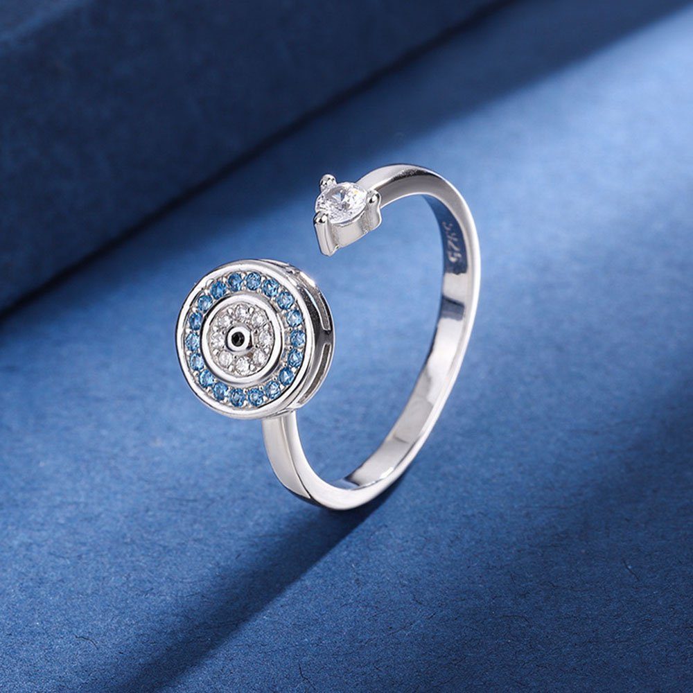 Damen Zirkonia Ring Angst Fingerring für Offene Spinner Stress Cubic Silber Haiaveng Anti 925 Ringe, Verstellbar Sterling