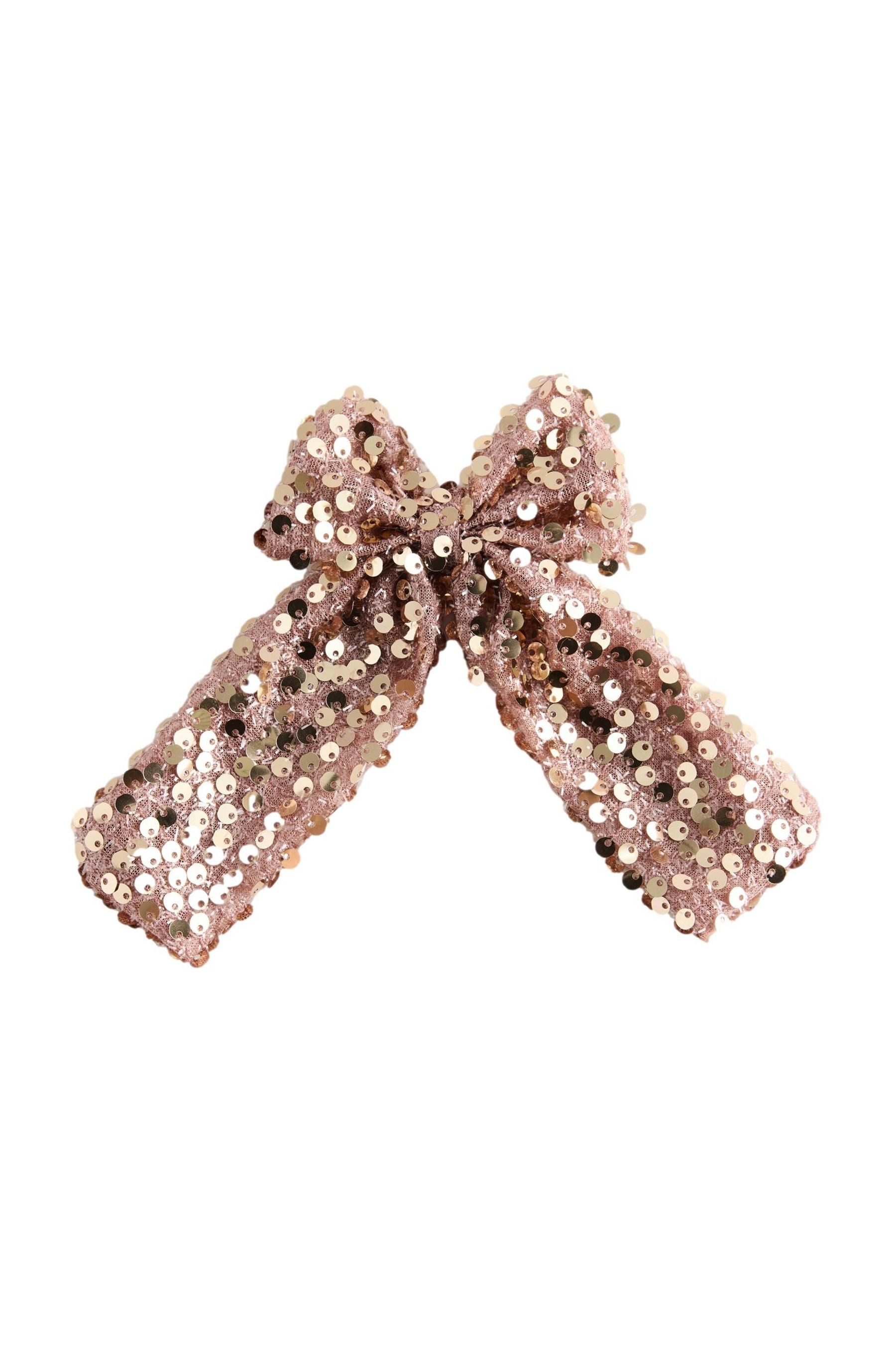 Haarclip Roségoldfarbene Haarspange mit Paillettenschleife