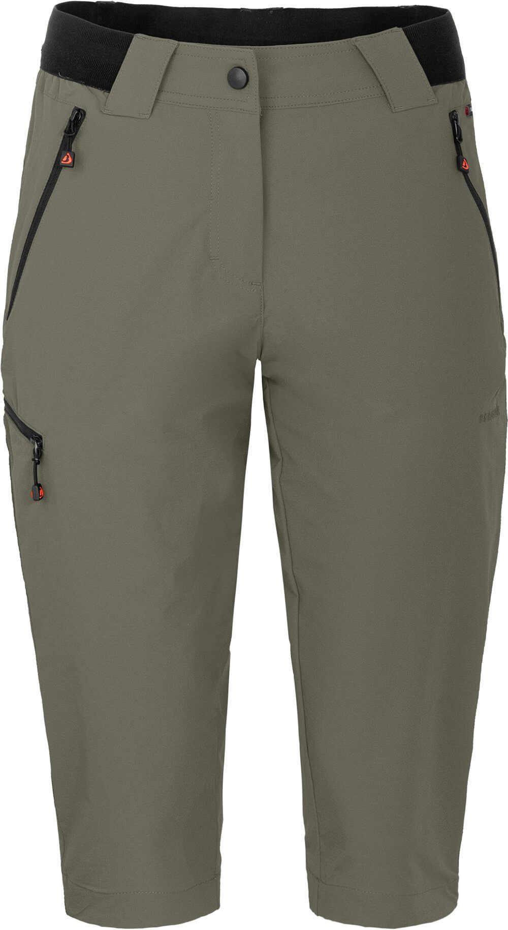 Bergson Outdoorhose VIDAA COMFORT Capri (slim) Damen 3/4 Wanderhose, leicht, strpazierfähig, Normalgrößen, grau/grün