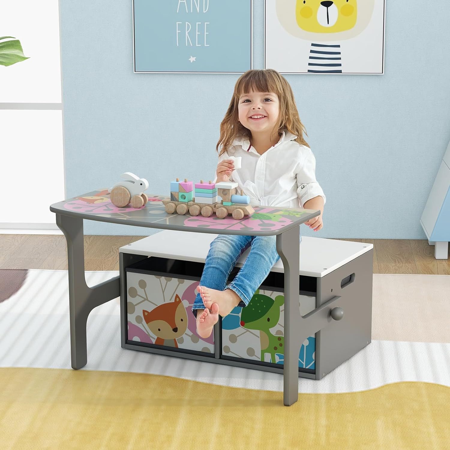 KOMFOTTEU Kindertisch, 3 in 1 Kinderbank, günstig online kaufen