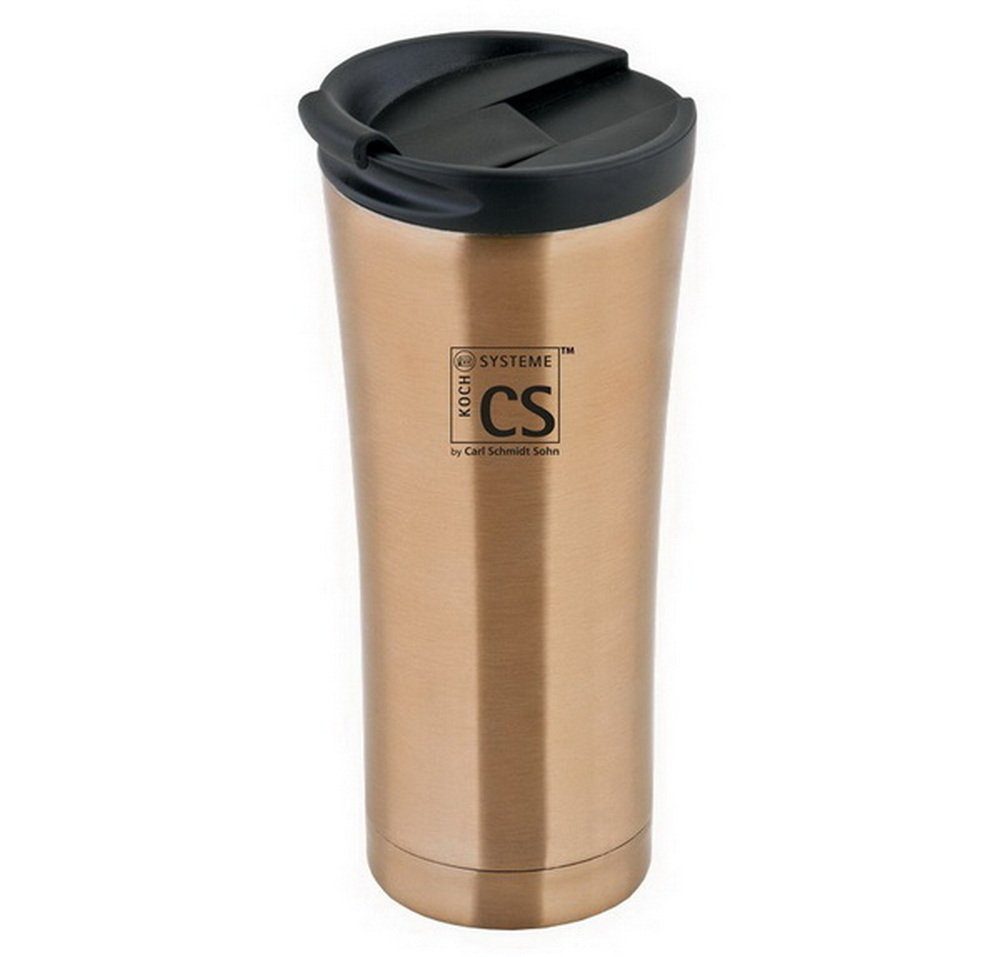 Carl Schmidt Sohn Coffee-to-go-Becher 500 ml Isolierbecher BRILON Thermobecher, Einfacher Einhand-Click-Verschluss - leichte Reinigung: Spülmaschinengeeignet Kupfer