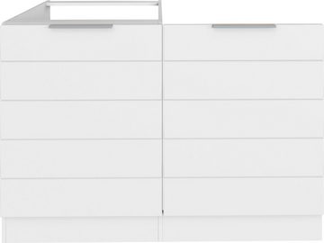 Kochstation Spülenschrank KS-Luhe 120 cm breit, hochwertige MDF-Fronten mit waagerechter Lisene
